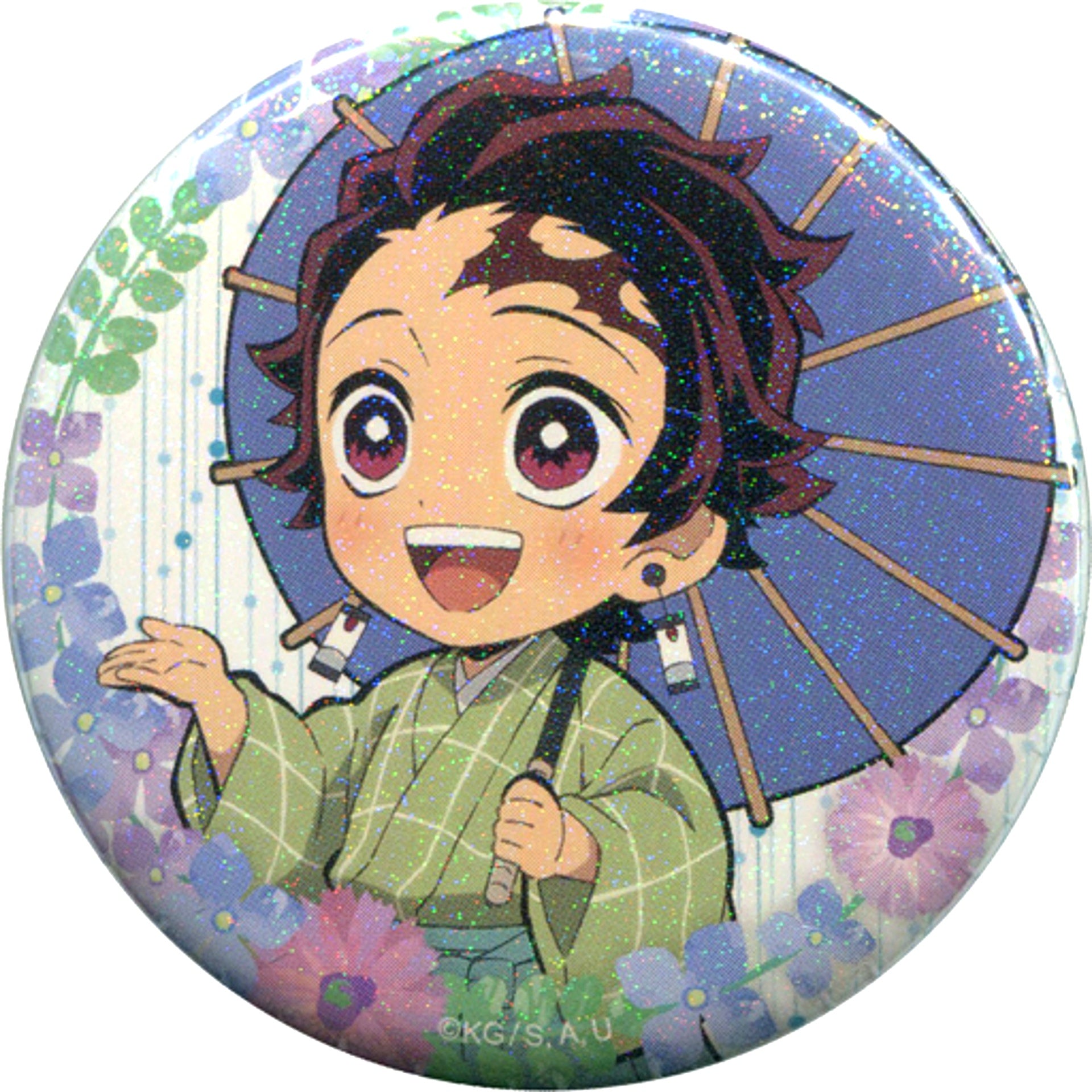 Tanjiro Kamado Holo Demon Slayer: Kimetsu no Yaiba ufotable cafe Rainy Season Event Drawn Random 56mm Button Group A [USED]