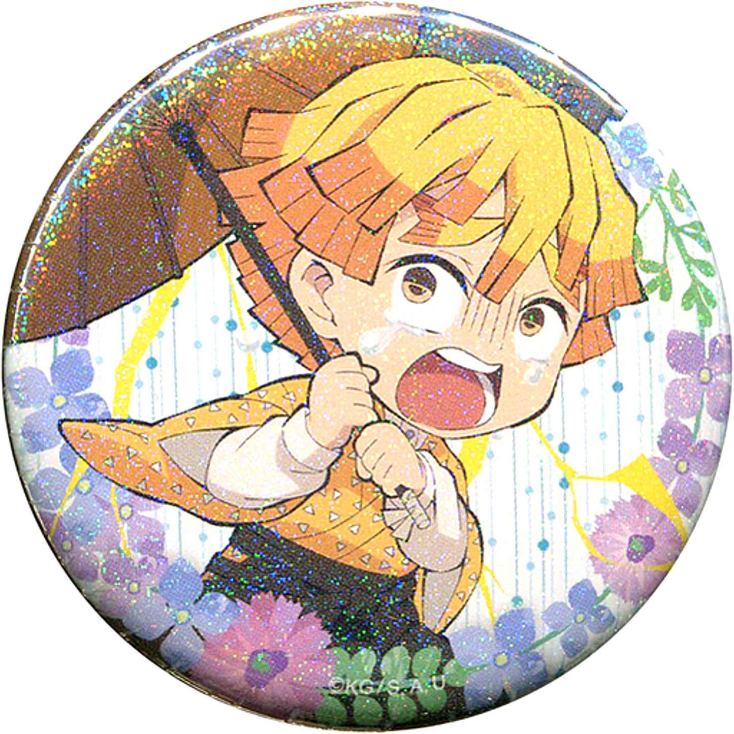 Zenitsu Agatsuma Holo Demon Slayer ufotable cafe Rainy Season Event Illustration Random 56mm Button Group A [USED]