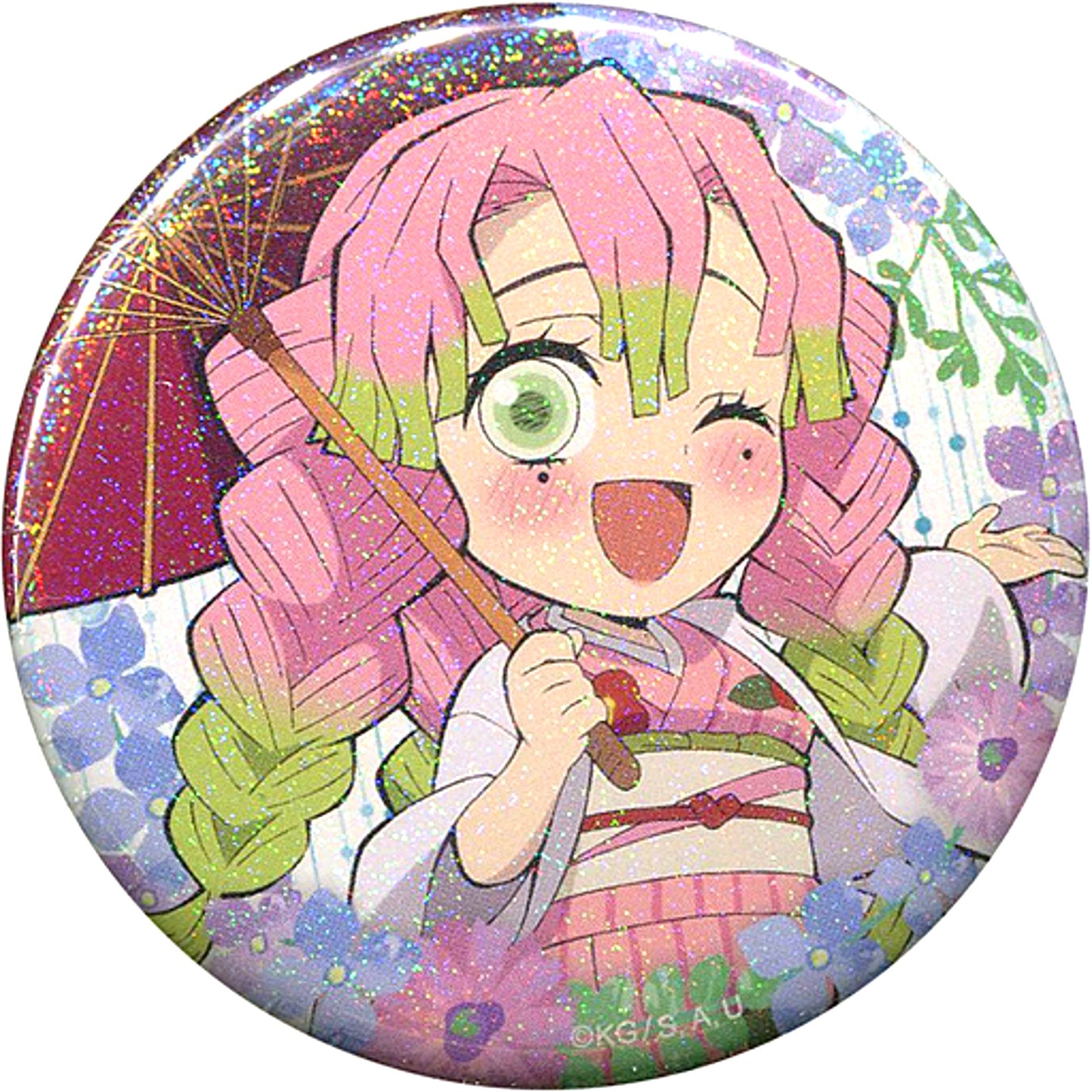 Mitsuri Kanroji Holo Demon Slayer ufotable cafe Rainy Season Event Illustration Random 56mm Button Group A [USED]