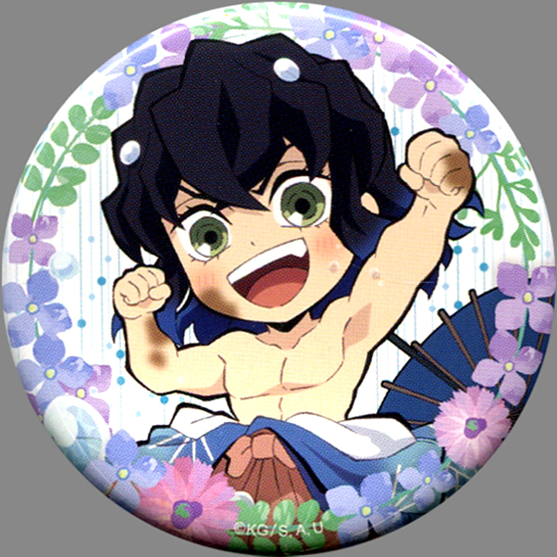 Inosuke Hashibira Normal Demon Slayer: Kimetsu no Yaiba Drawn Random 56mm Button Group B ufotable cafe Rainy Season Event [USED]