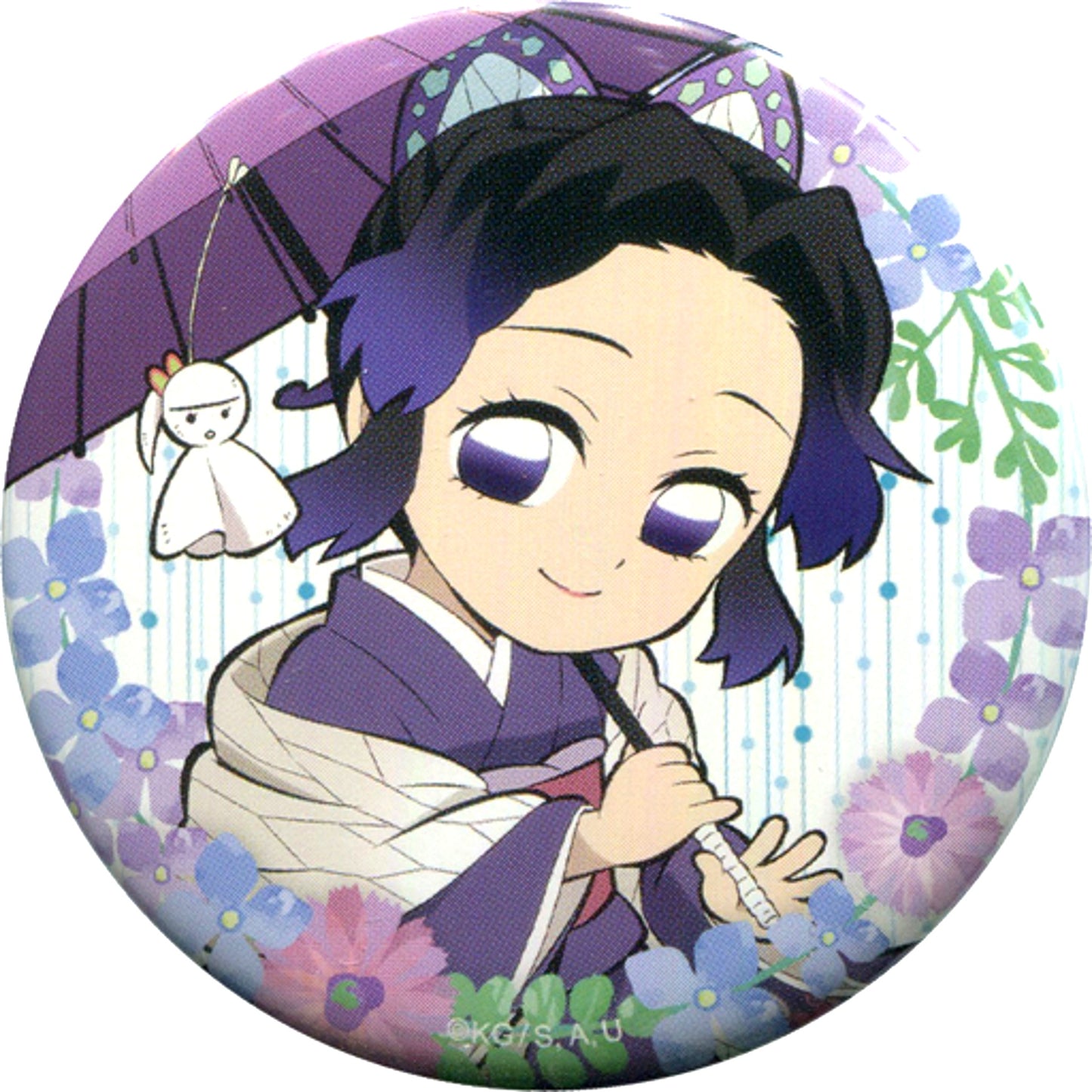 Shinobu Kocho Normal Demon Slayer: Kimetsu no Yaiba Drawn Random 56mm Button Group B ufotable cafe Rainy Season Event [USED]