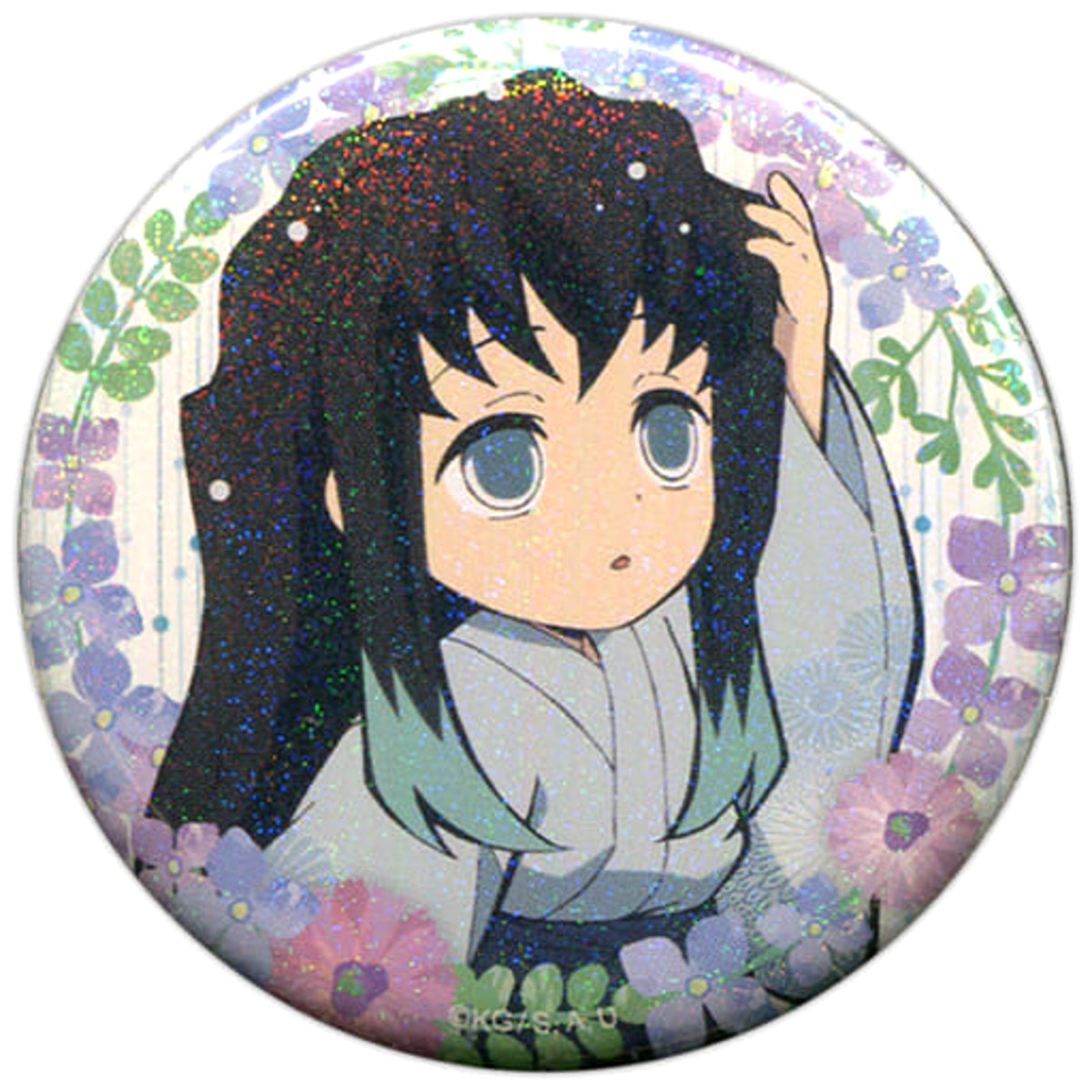 Demon Slayer: Kimetsu no Yaiba Muichirou Tokitou Holo Random Drawn 56mm Can Badge Group B Ufotable Cafe Rainy Season Event Limited Buttons [USED]