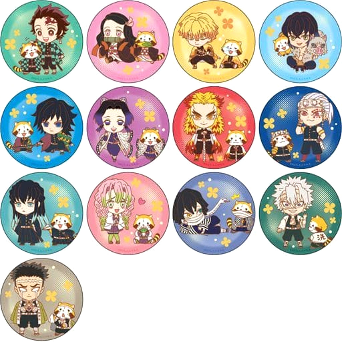 Demon Slayer: Kimetsu no Yaiba x Rascal the Raccoon Tanjiro Kamado & Others Can Badge Ver.2 All 13 Types Set Buttons [USED]