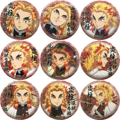 Demon Slayer: Kimetsu no Yaiba Kyojuro Rengoku 44mm Lottery Can Badge Kyoujurou Rengoku Ver. Character Emaki Cafe in Ufotable Cafe 5th Period Limited All 9 Types Set Buttons [USED]