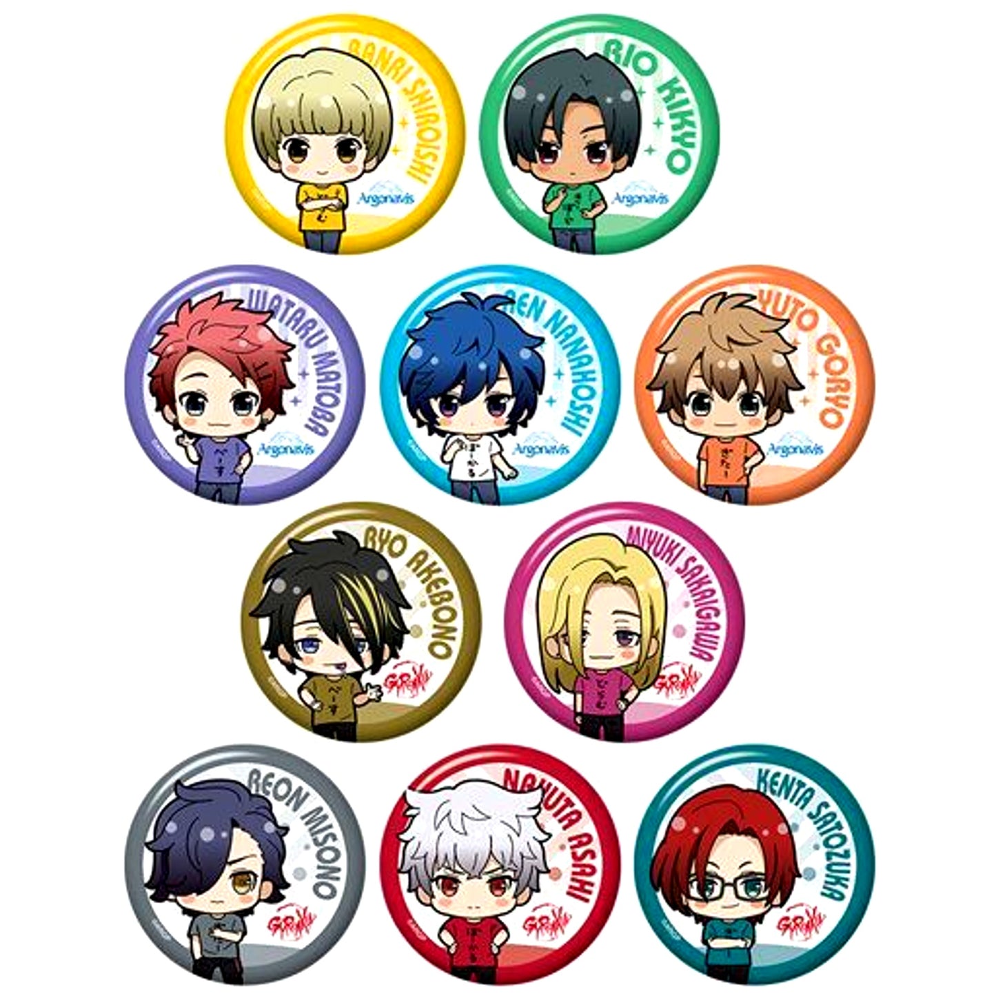 Set of 10 Group ARGONAVIS from BanG Dream! Chokokawa Button [USED]