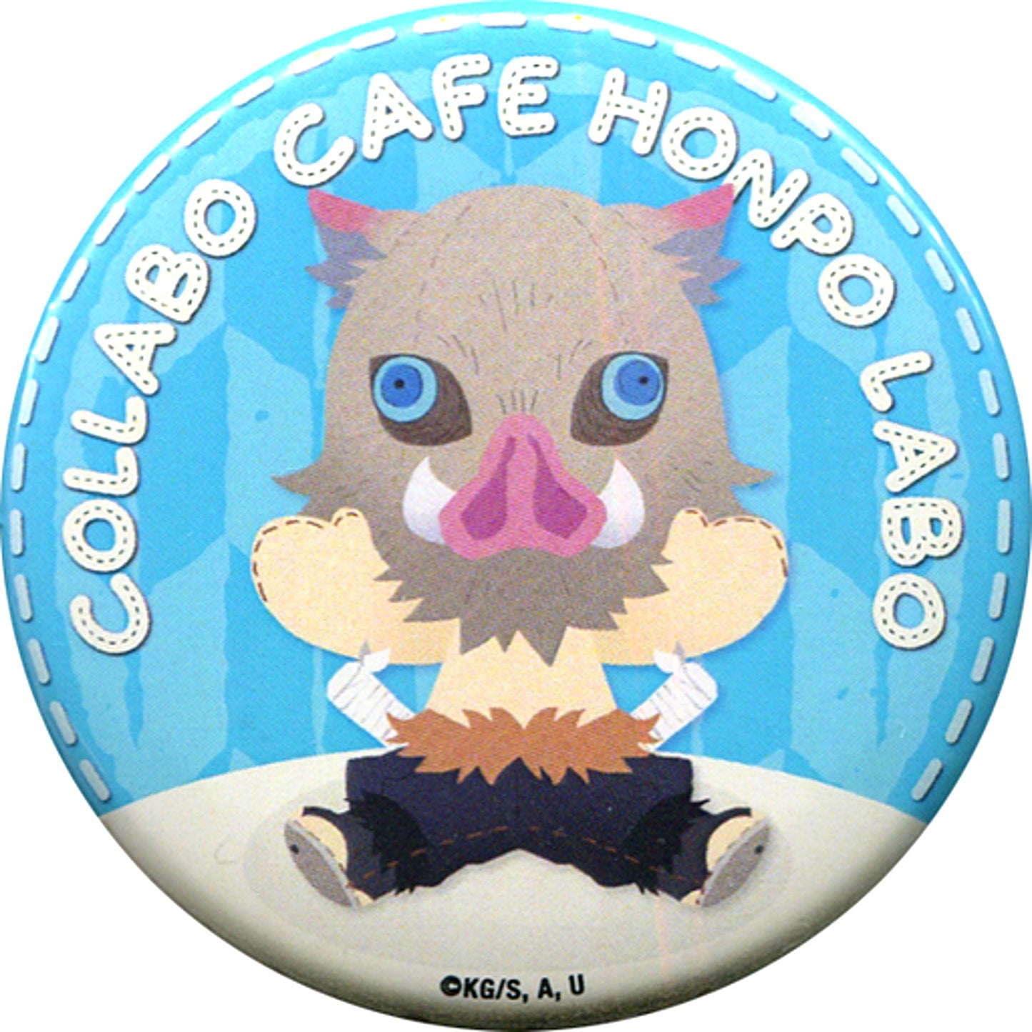 Inosuke Hashibira Demon Slayer: Kimetsu no Yaiba Mini Character Button COLLABO CAFE HONPO LABO [USED]