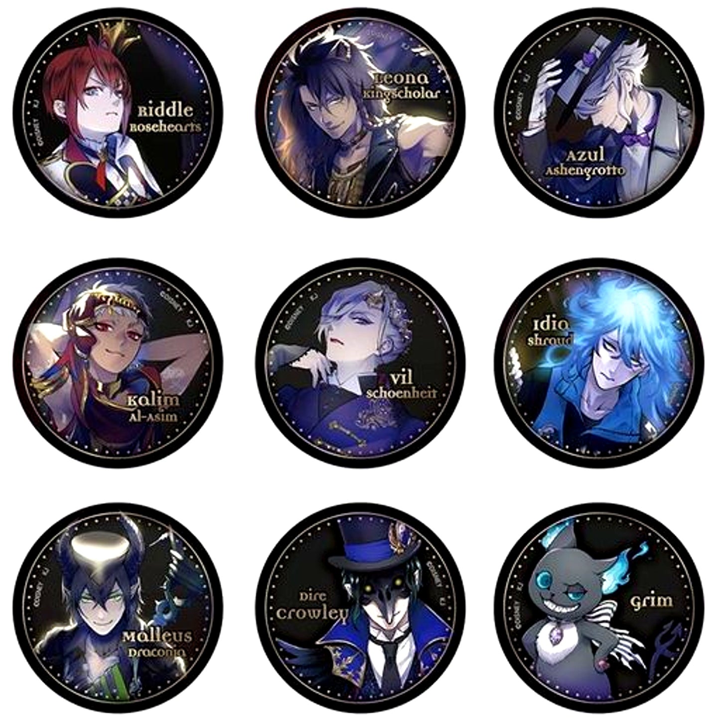 Set of 9 Disney Twisted-Wonderland Trading Button [USED]