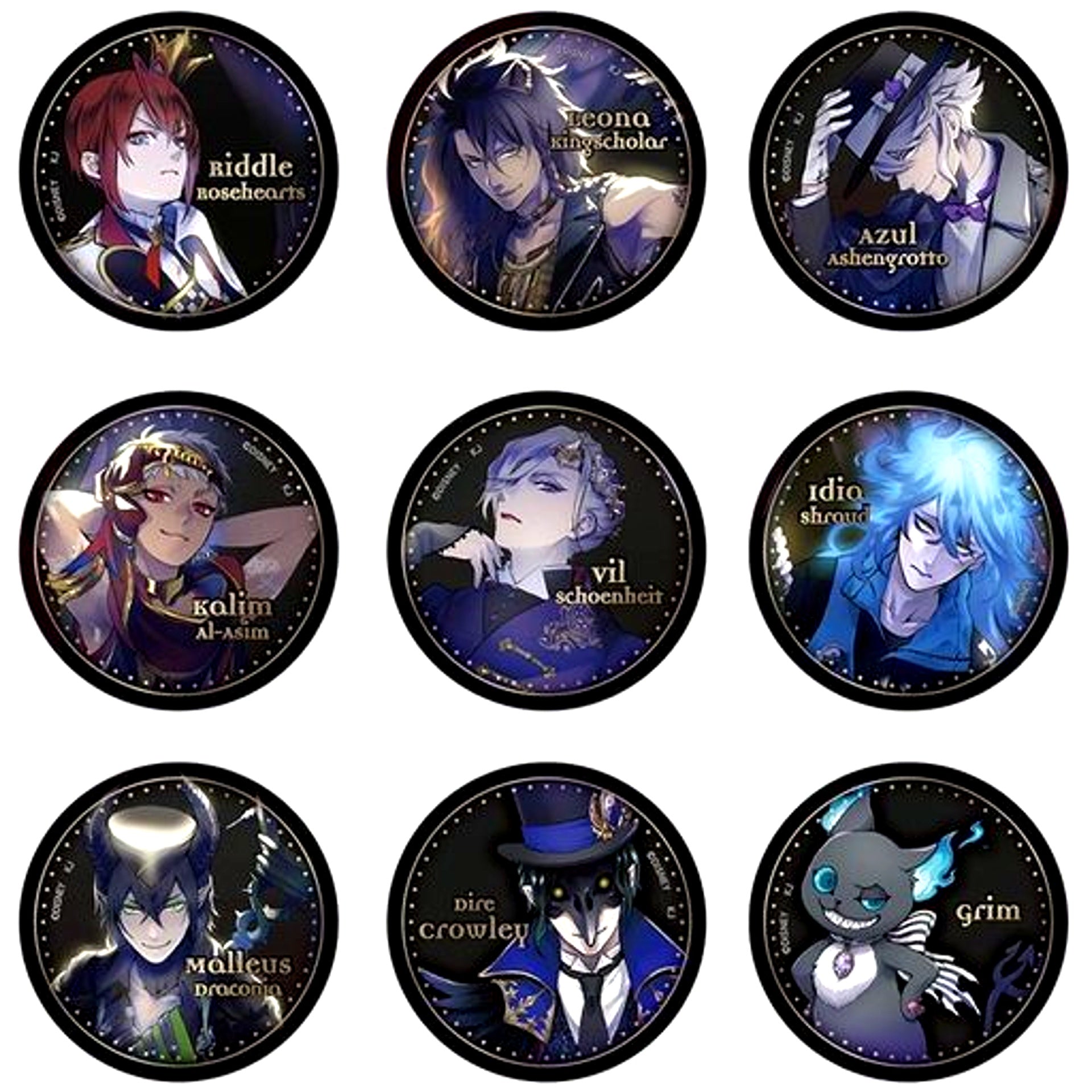 Set of 9 Disney Twisted-Wonderland Trading Button [USED]