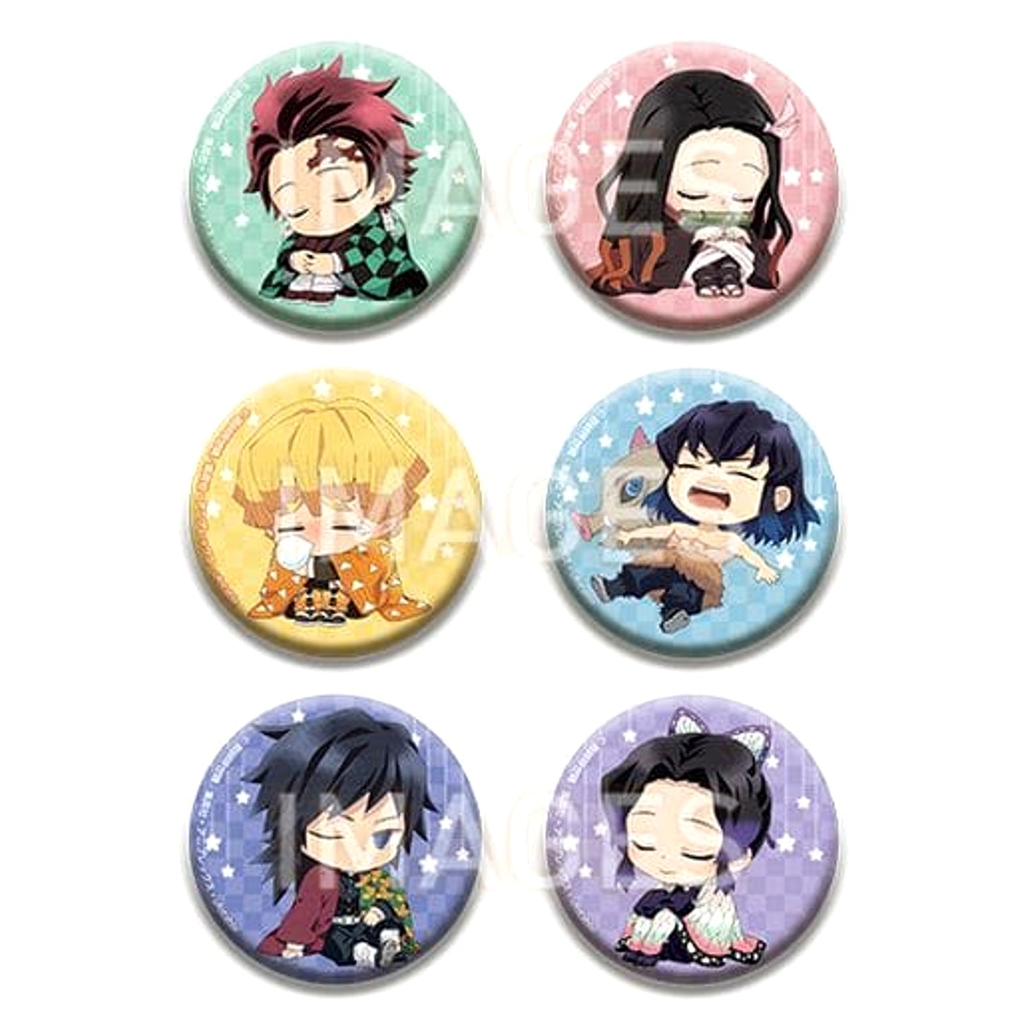 Demon Slayer: Kimetsu no Yaiba Zenitsu Agatsuma & Others Japanese Paper Style Can Badge All 6 Types Set Buttons [USED]