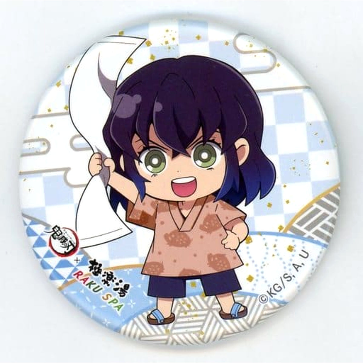 Demon Slayer: Kimetsu no Yaiba Inosuke Hashibira Mini Character Can Badge Gokurakuyu Raku Spa Kyusoku Seyo! Tanjirotachi no Gokuraku na Kyujitsu Limited Buttons [USED]