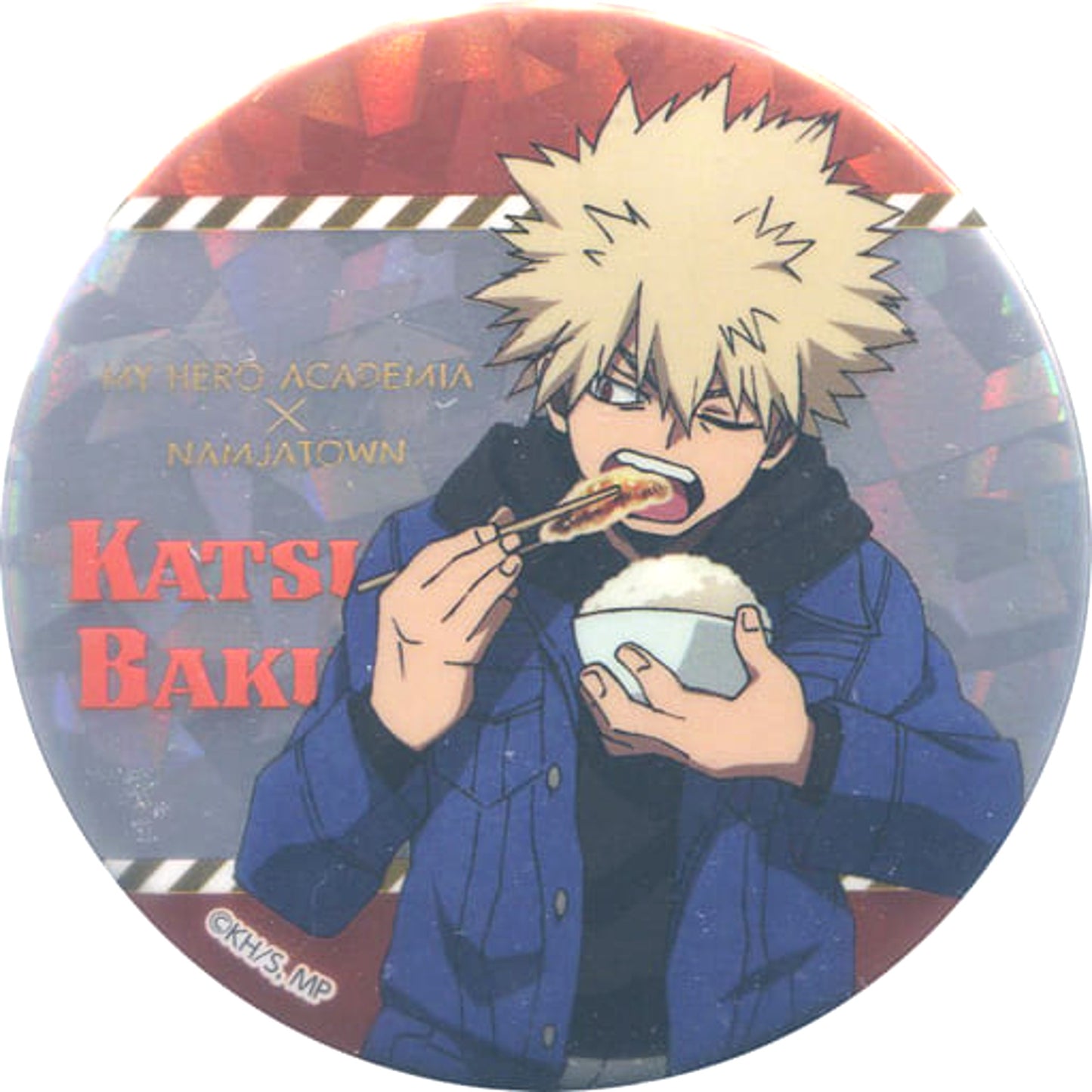 Katsuki Bakugo My Hero Academia Glitter Button In Namja Town: Hero-tachi no Kyujitsu Limited Mini Game Putting Smash!! Prize A [USED]