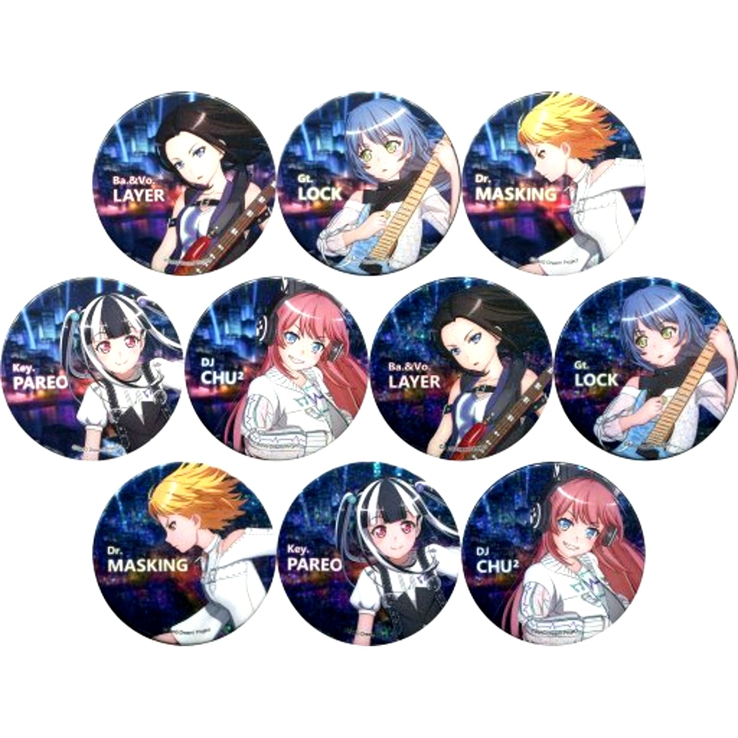 Set of 10 Group BanG Dream! RAISE A SUILEN Heaven and Earth Memorial Trading Button [USED]