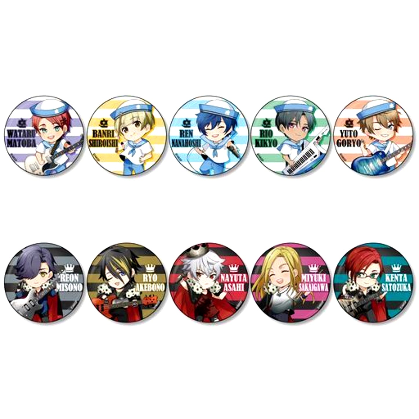 Set of 10 Group ARGONAVIS from BanG Dream! Twin Face Collection Button [USED]