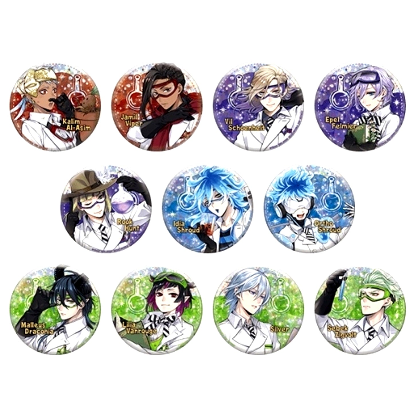 Set of 11 Disney Twisted-Wonderland Button Alchemy Vol.2 Namco Ltd [USED]