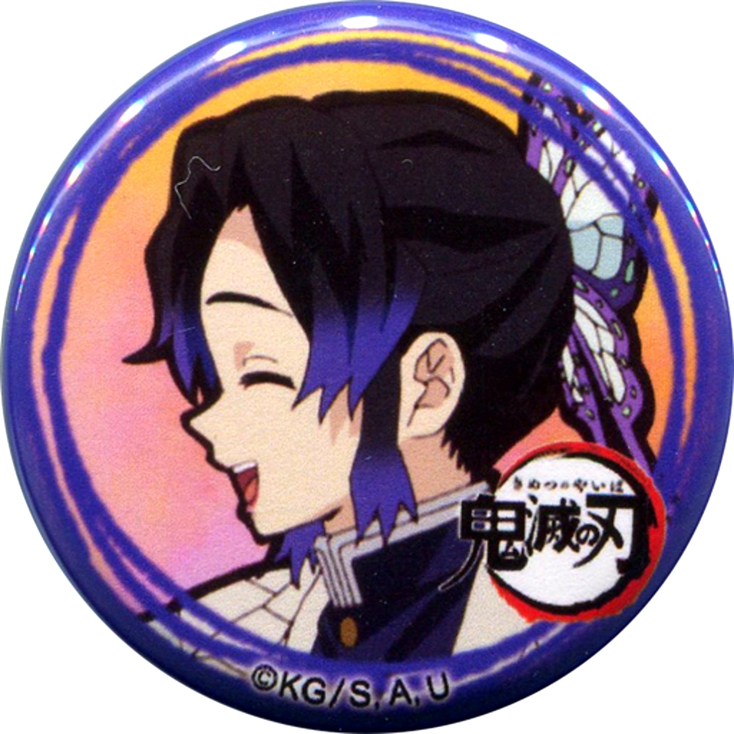 Shinobu Kocho Side View Demon Slayer Character Emaki Cafe in ufotable Cafe 6th Term Yuru Face Button Shinobu Kocho x Kanao Tsuyuri x Aoi Kanzaki Ver. [USED]