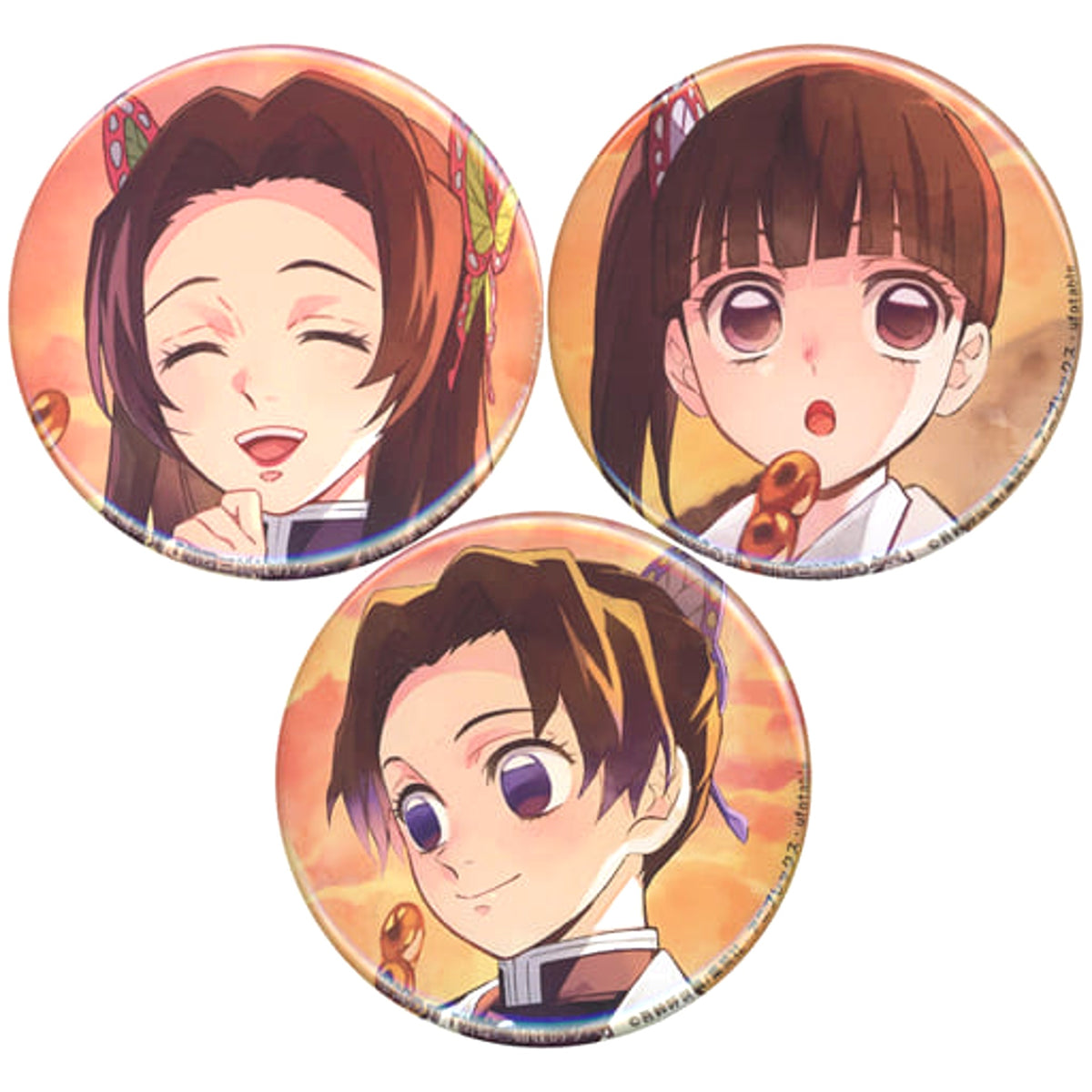 Demon Slayer: Kimetsu no Yaiba Kanao Tsuyuri Shinobu Kocho Kanae Kochou Evening of The Three Kocho Sisters Newly Drawn Can Badge Character Emaki Cafe in Ufotable Cafe Limited Set of 3 Buttons [USED]