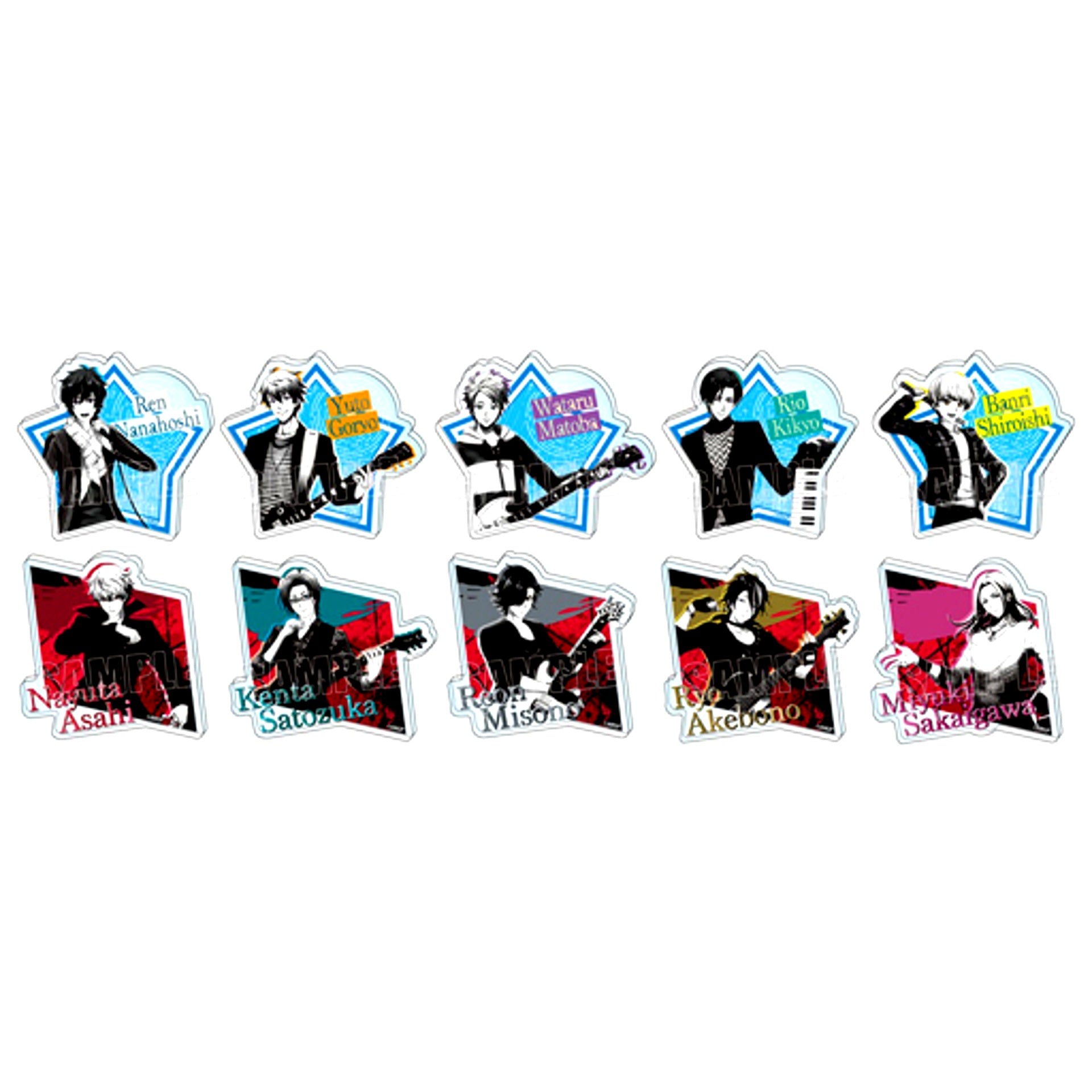 Set of 10 Group ARGONAVIS from BanG Dream! Monotone Acrylic Badge [USED]