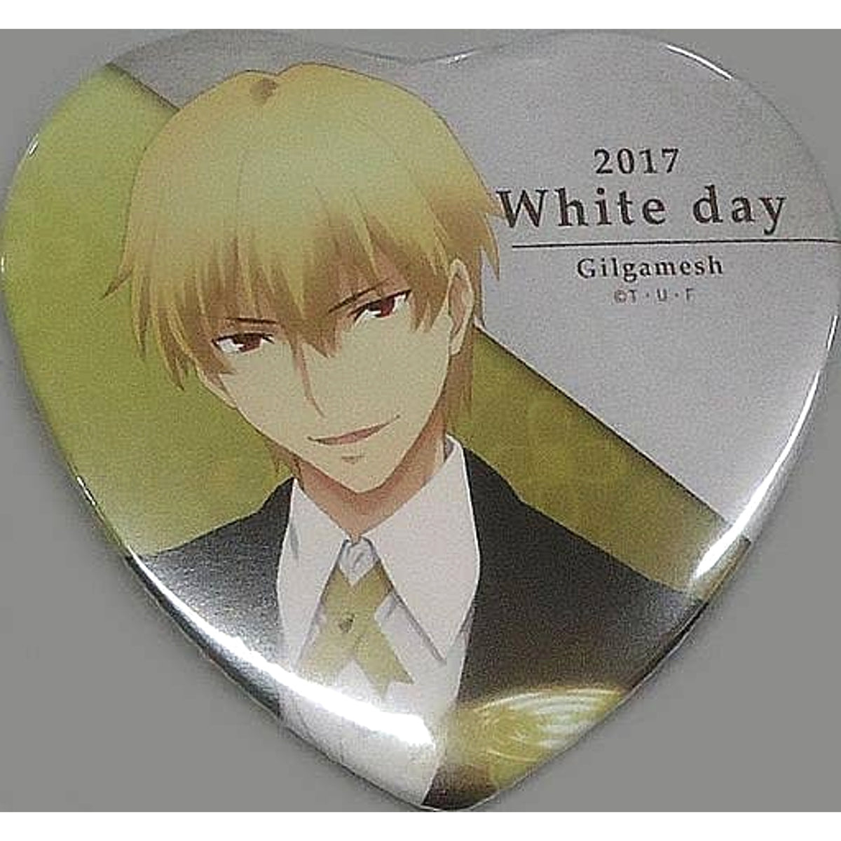 Fate/stay night: Unlimited Blade Works Gilgamesh Heart Shaped Can Badge Ufotable 2017 White Day Limited Buttons [USED]