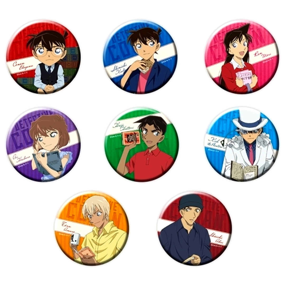 Set of 8 Detective Conan Button Plus Reading Ver. [USED]
