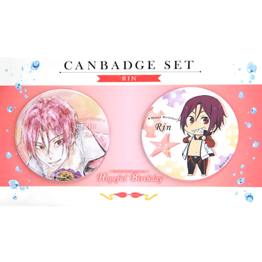 Free!-Dive to the Future- Rin Matsuoka Hopeful Birthday Can Badge Set of 2 Buttons [USED]