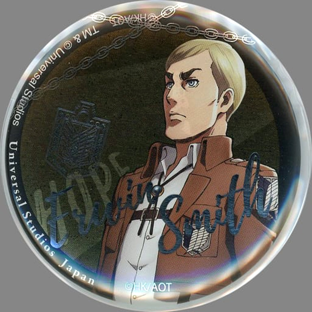 Attack on Titan: The Real Erwin Smith Collectible Can Badge with Cover Universal Studios Japan 2020 Limited Buttons [USED]