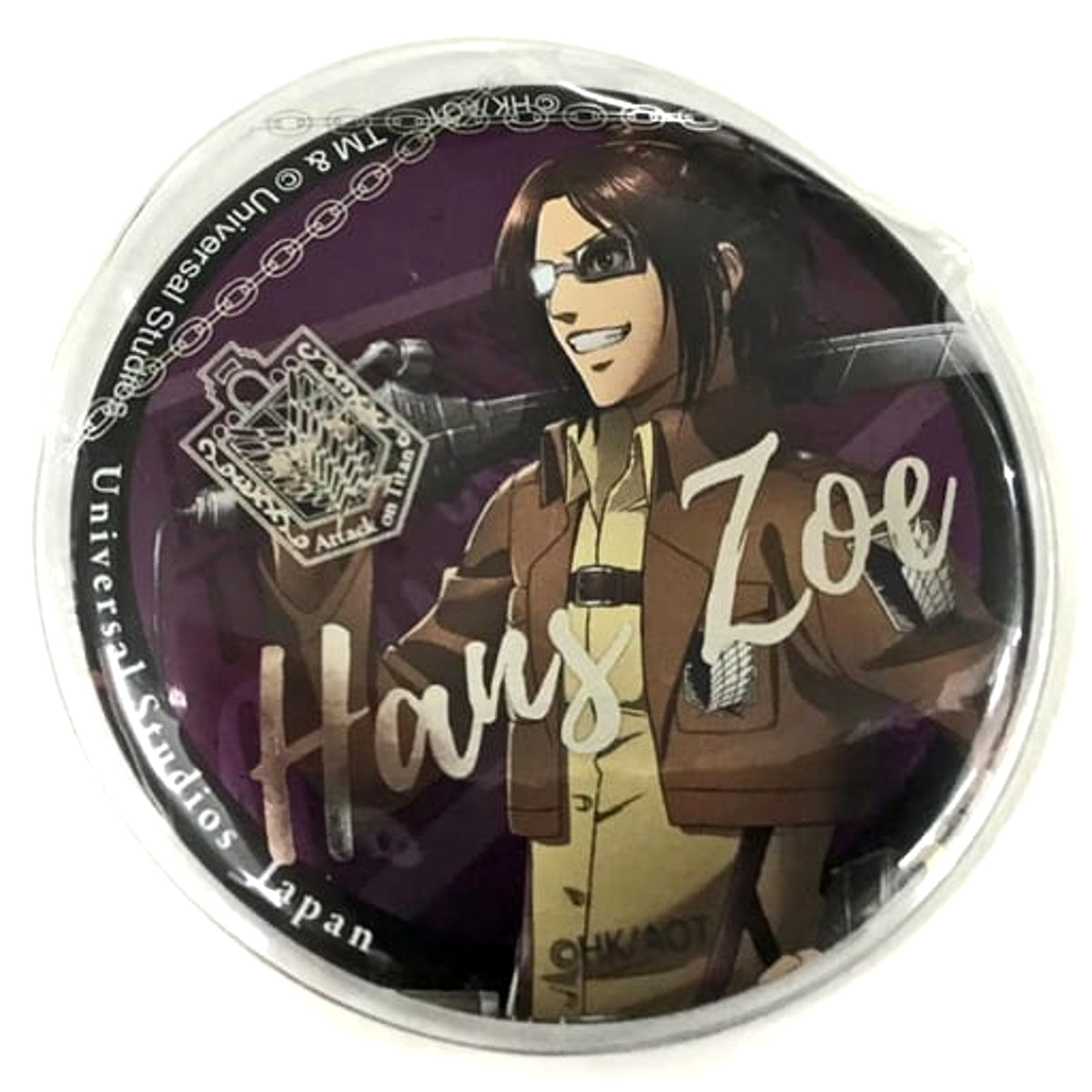 Attack on Titan Hange Zoe The Real Collectible Can Badge with Cover Universal Studios Japan 2020 Limited Buttons [USED]