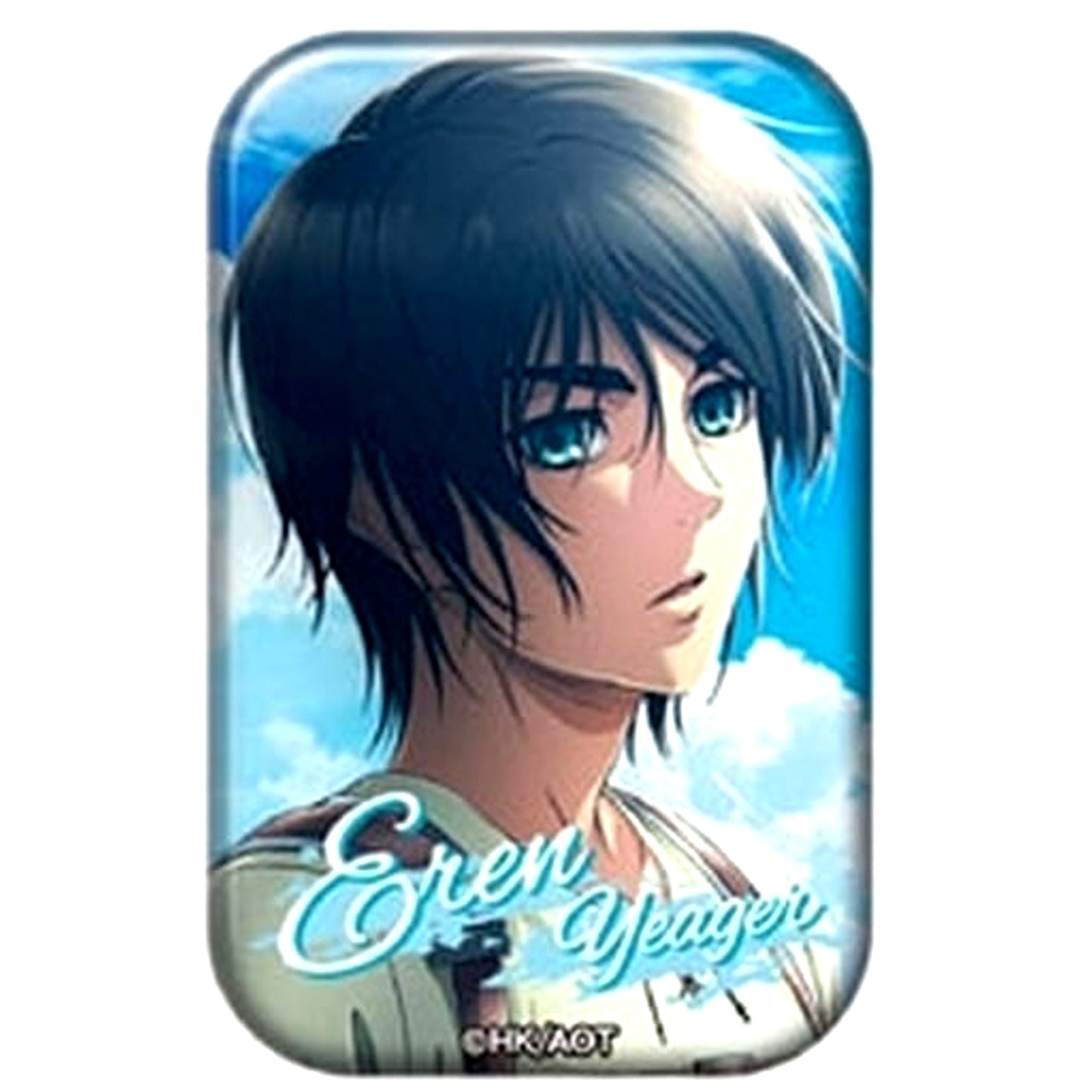 Eren Yeager - Blue Text Attack on Titan Marukaku Badge 2 [USED]