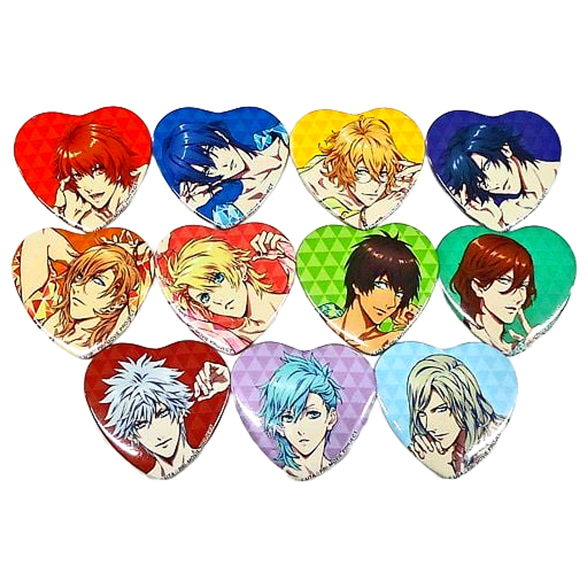 Ranmaru Kurosaki, etc. Uta no Prince Sama Movie: Maji Love Kingdom Heart Shaped Can Badge Vol.1 FamilyMart Limited All 11 Types Set Tin Badge [USED]
