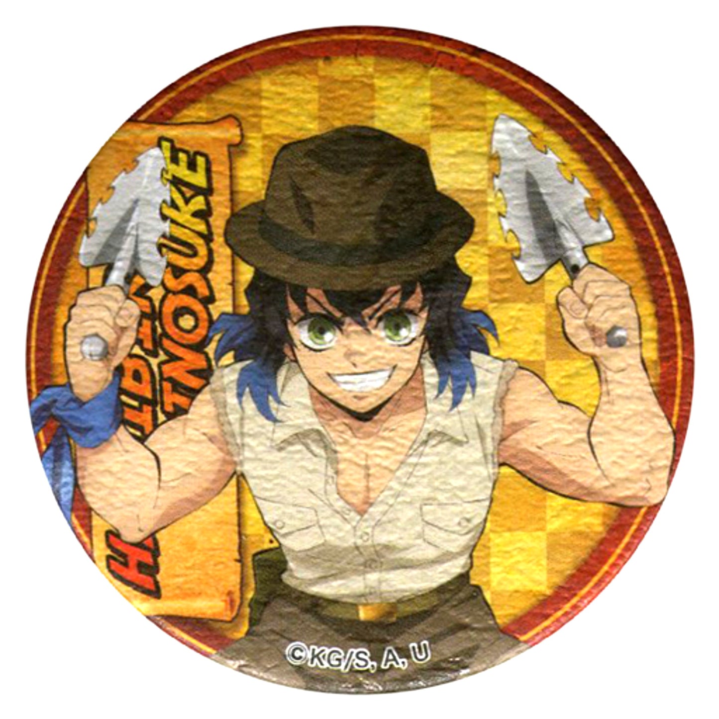 Inosuke Hashibira Demon Slayer: Kimetsu no Yaiba Recycled Paper Button x Sunshine City Total Concentration! Sun City Legend SKY CIRCUS Ltd [USED]