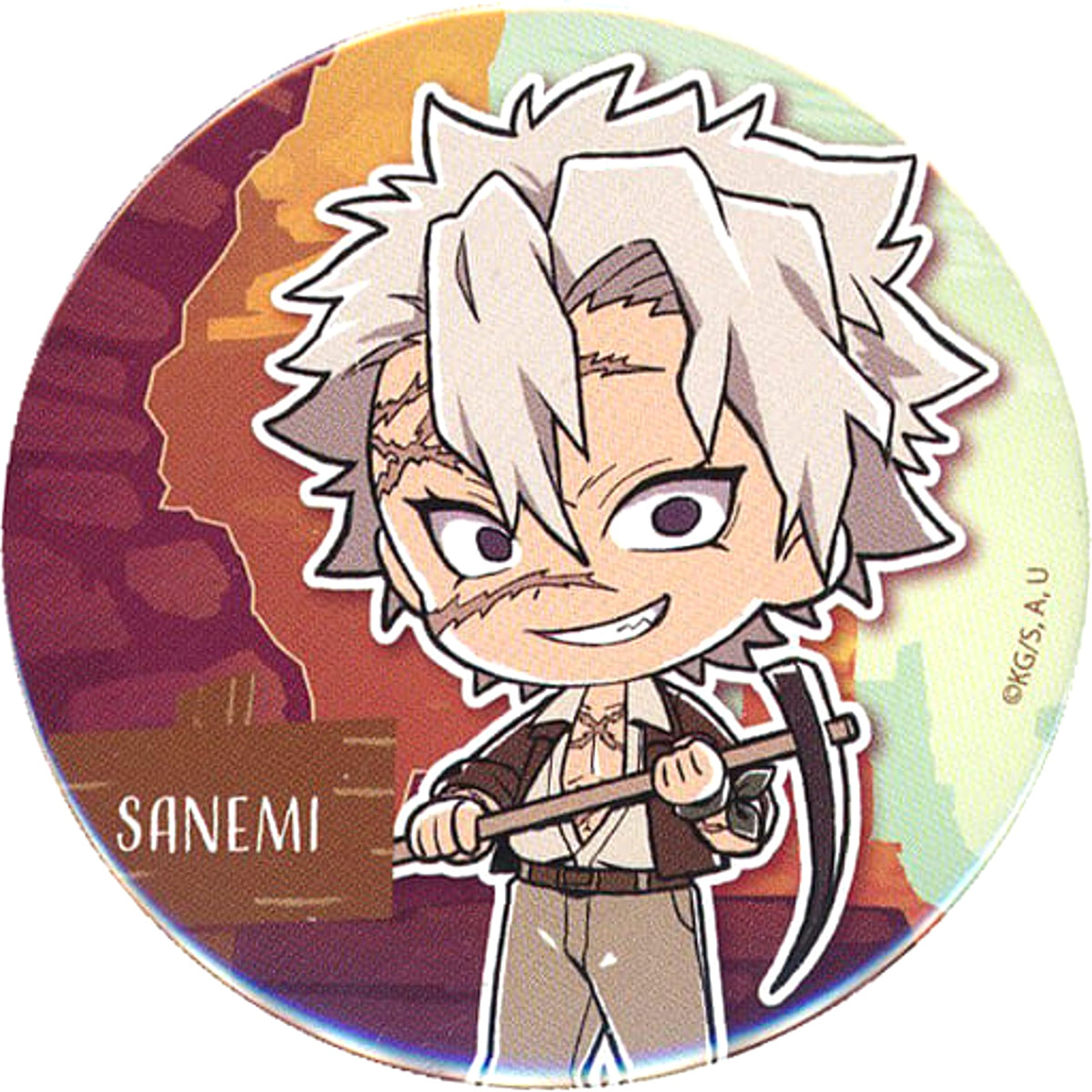 Demon Slayer: Kimetsu no Yaiba Sanemi Shinazugawa Trading Can Badge Sunshine Aquarium Sunshine City Total Concentration! Urban Legend of The Sun Limited Buttons [USED]