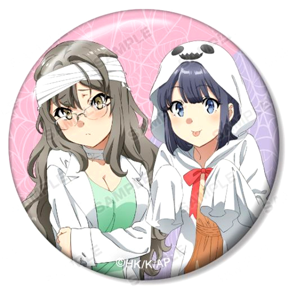 Rio Futaba & Shoko Makinohara Halloween Ver. Illustration Trading Button Rascal Does Not Dream of Bunny Girl Senpai [USED]