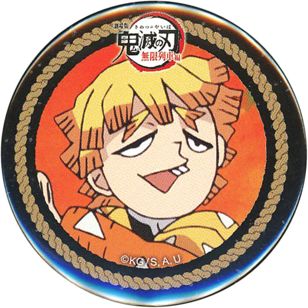Demon Slayer: Kimetsu no Yaiba the Movie: Mugen Train Zenitsu Agatsuma Kujibiki Can Badge Ufotable Cafe 1st Limited Buttons [USED]