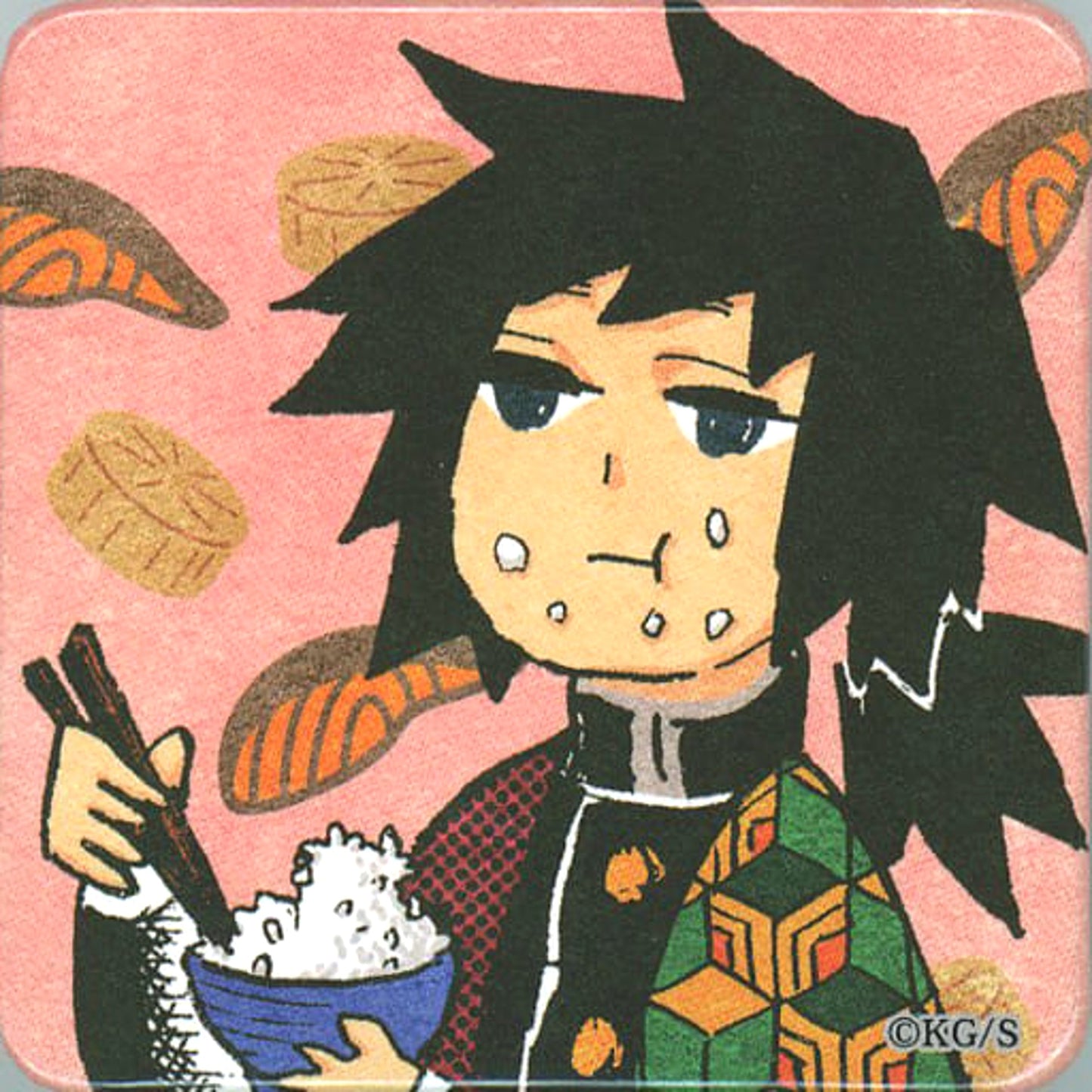Demon Slayer: Kimetsu no Yaiba Giyu Tomiokau Meal Square Can Badge Collection Another Color Ver. Part 2 Buttons [USED]