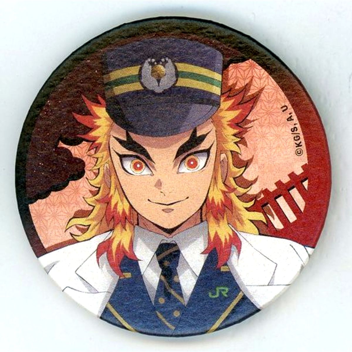 Kyojuro Rengoku Demon Slayer: Kimetsu no Yaiba x SL Gunma Mugen Train Operation Japanese Style Button [USED]
