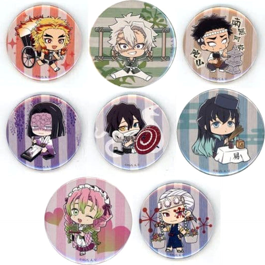 Demon Slayer: Kimetsu no Yaiba Kyojuro Rengoku & Others All 8 Types Set Button animate Limited Made-to-Order Products [USED]