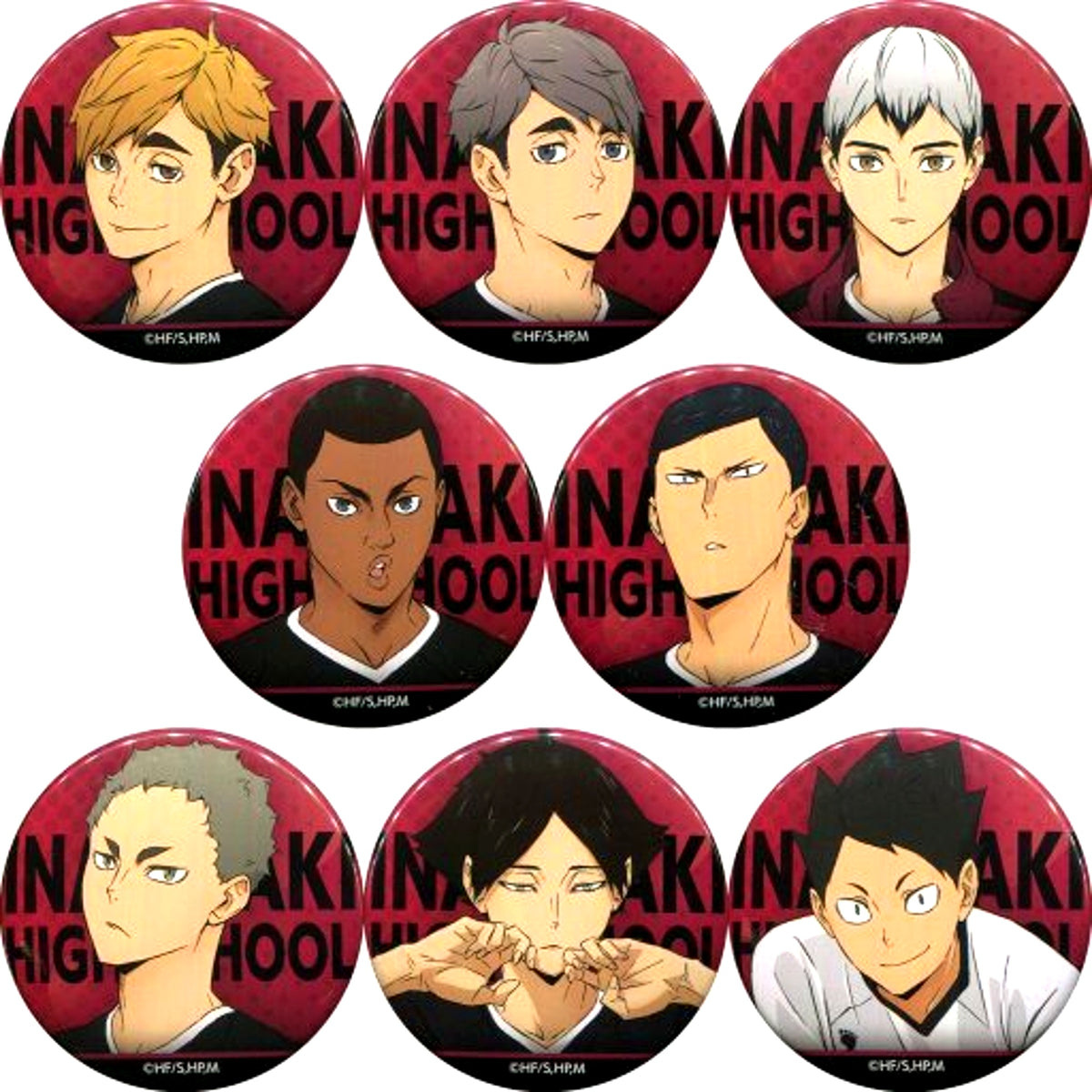 Set of 8 Haikyu!! TO THE TOP Character Badge Collection Inarizaki [USED]