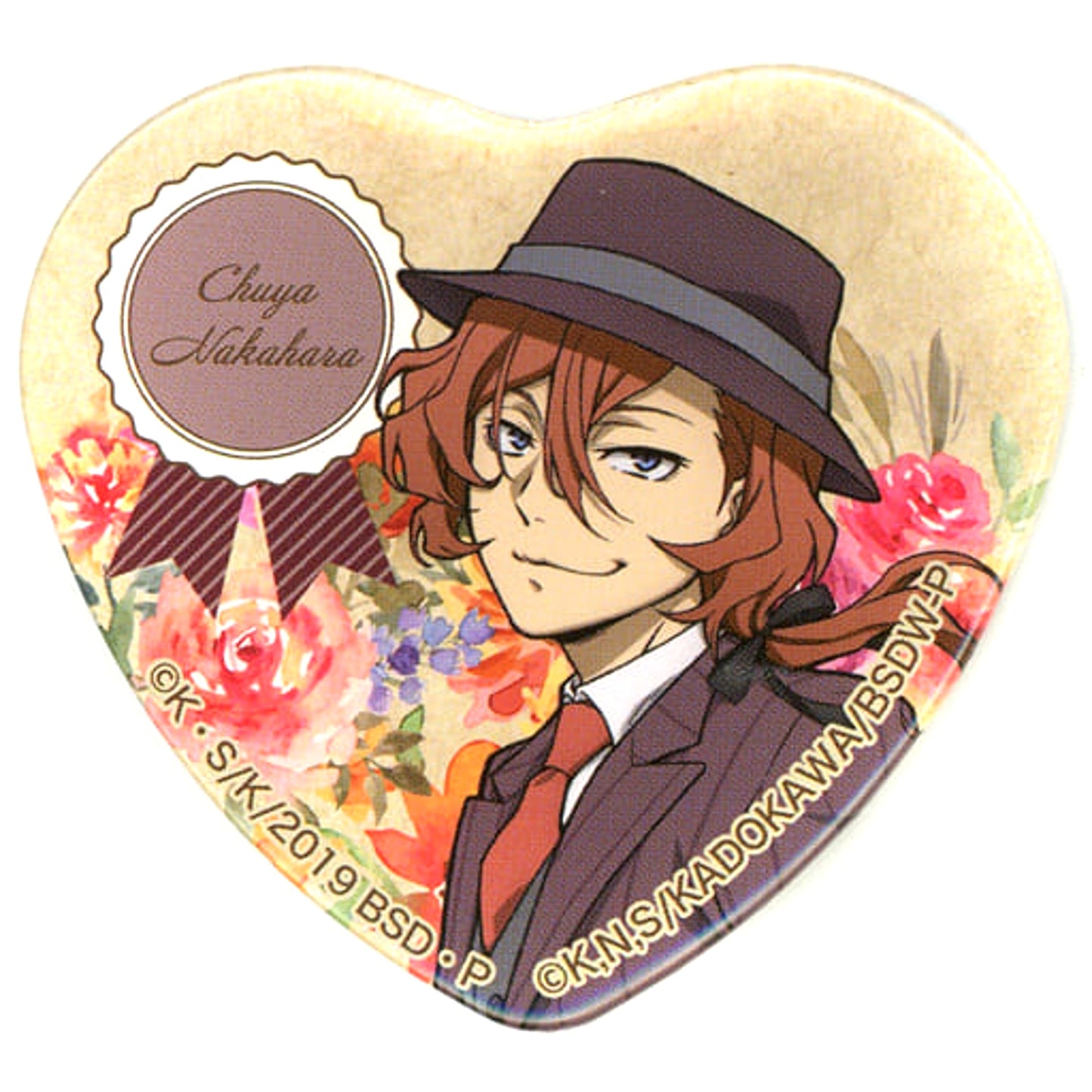 Bungo Stray Dogs Chuya Nakahara Trading Heart Shaped Can Badge Sweets Paradise 3rd Edition Limited Buttons [USED]