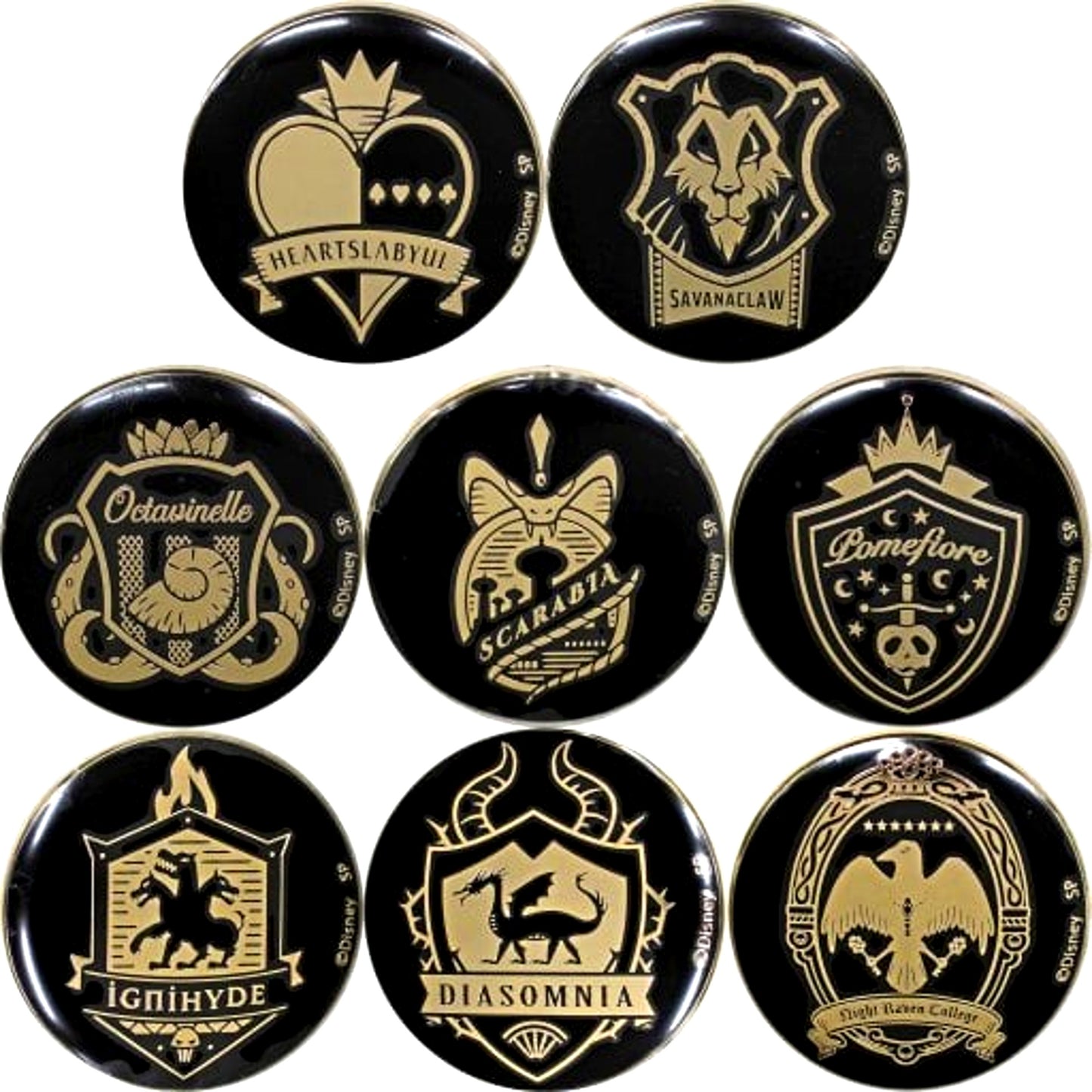 Set of 8 Disney Twisted-Wonderland Metal Button Collection [USED]