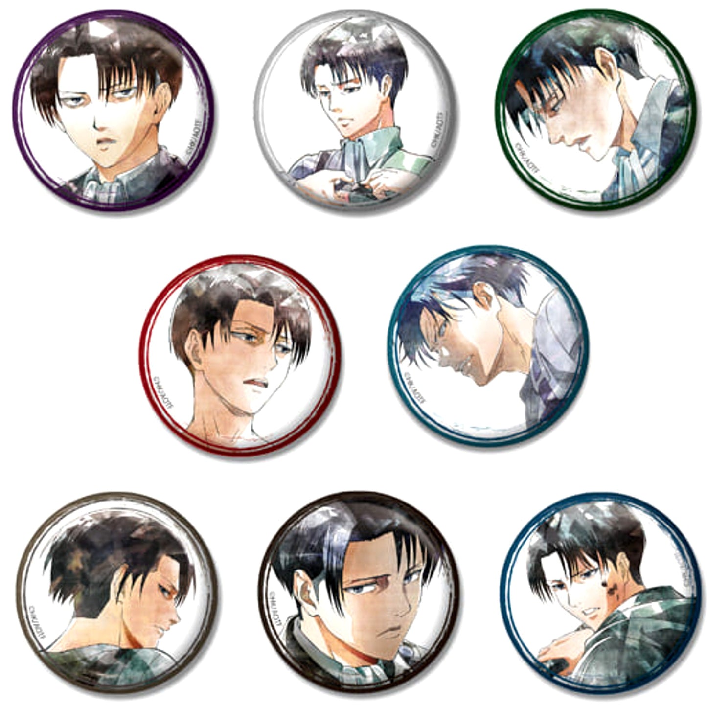 Levi Ackerman Attack on Titan All 8 Types Set Art-Pic Chara Badge Collection Levi [USED]