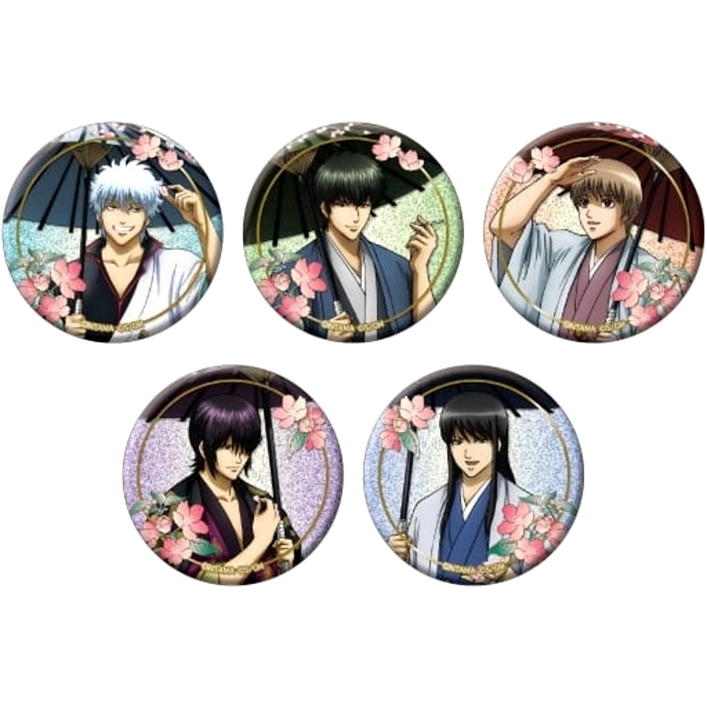 Gintoki Sakata & Others Gintama The Final All 5 Types Set Glitter Button Collection [USED]