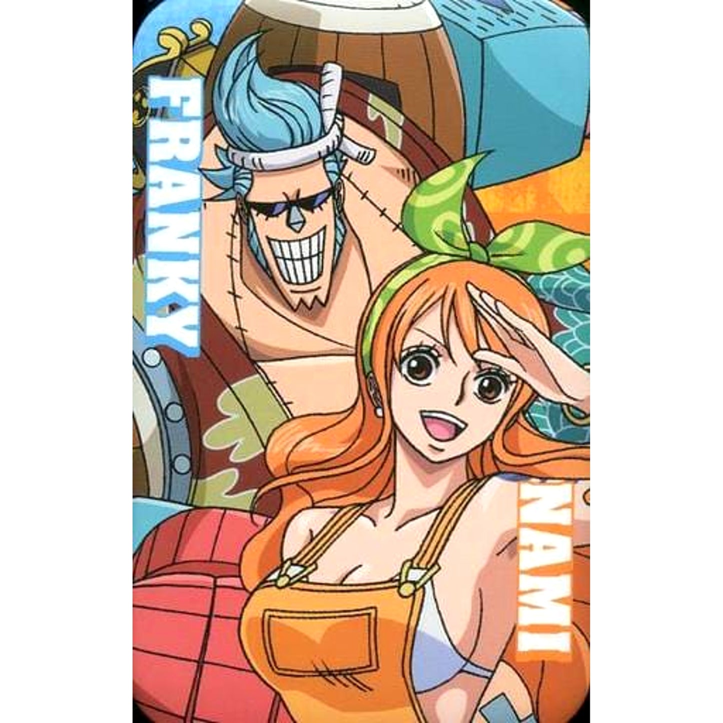 Franky & Nami One Piece Stampede The Movie Jump Festa 2020 Limited Atari Kuji Big Size Marukaku Button [USED]