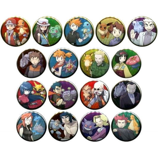 Set of 17 All Characters Pokemon Button Collection Kanto Region Pokemon Center Limited [USED]