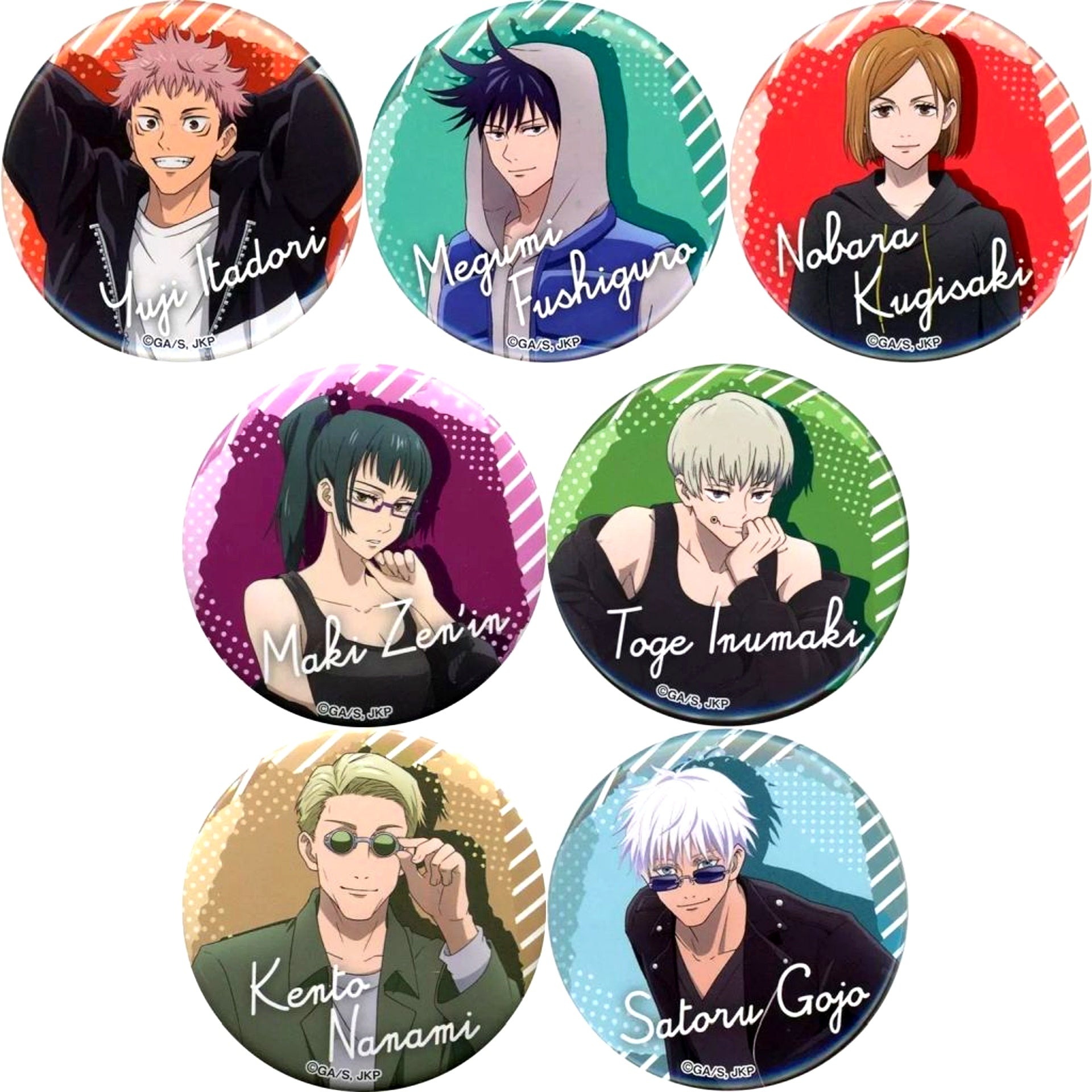 Set of 7 Jujutsu Kaisen limited shop Marui Edition Trading Button Outing ver. [USED]