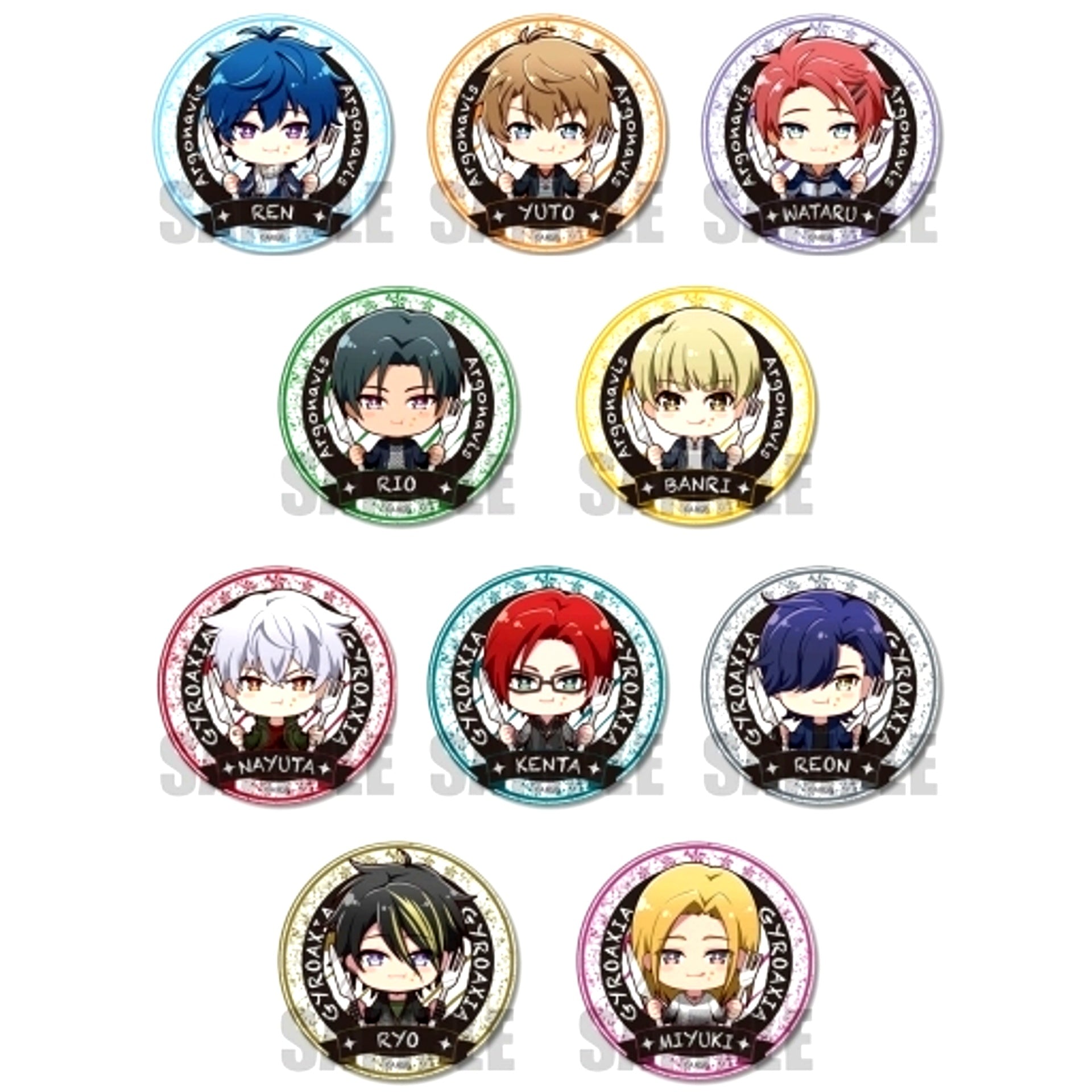 Set of 10 Group ARGONAVIS from BanG Dream! Gochichara Trading Button [USED]