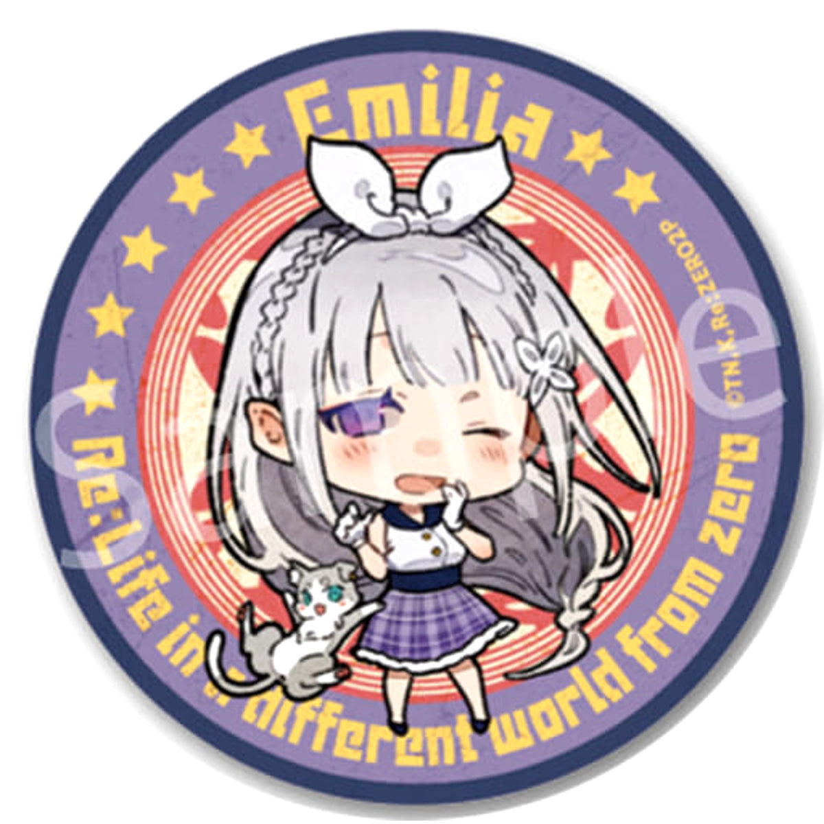 Re:ZERO -Starting Life in Another World- 2nd season Emilia Trading Mat Can Badge American Retro Ver. Buttons [USED]