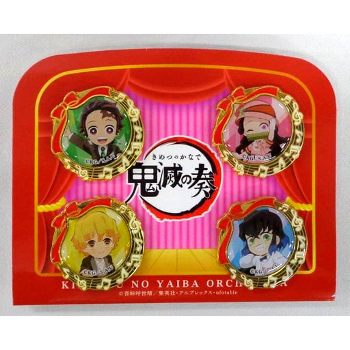 Set of 4 Group Demon Slayer: Kimetsu no Yaiba Orchestra Concert Kimetsu no Kanade Character Pin Badge Ticket Purchase Bonus [USED]