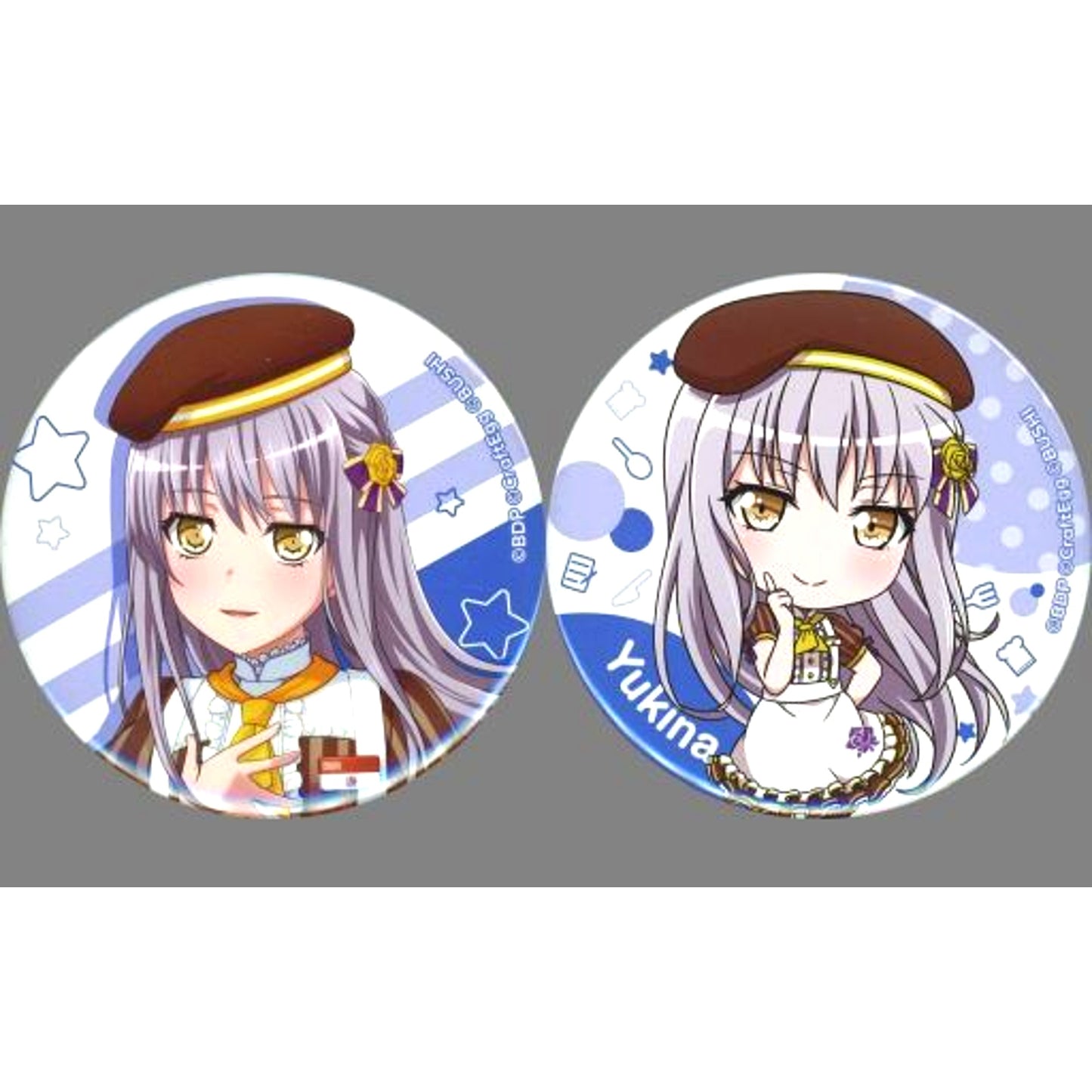 Set of 2 Yukina Minato BanG Dream! Girls Band Party! Big Button Cocos x BanG Dream! Girls Band Party! Delish Party! Campaign Zensho Net Store Limited [USED]