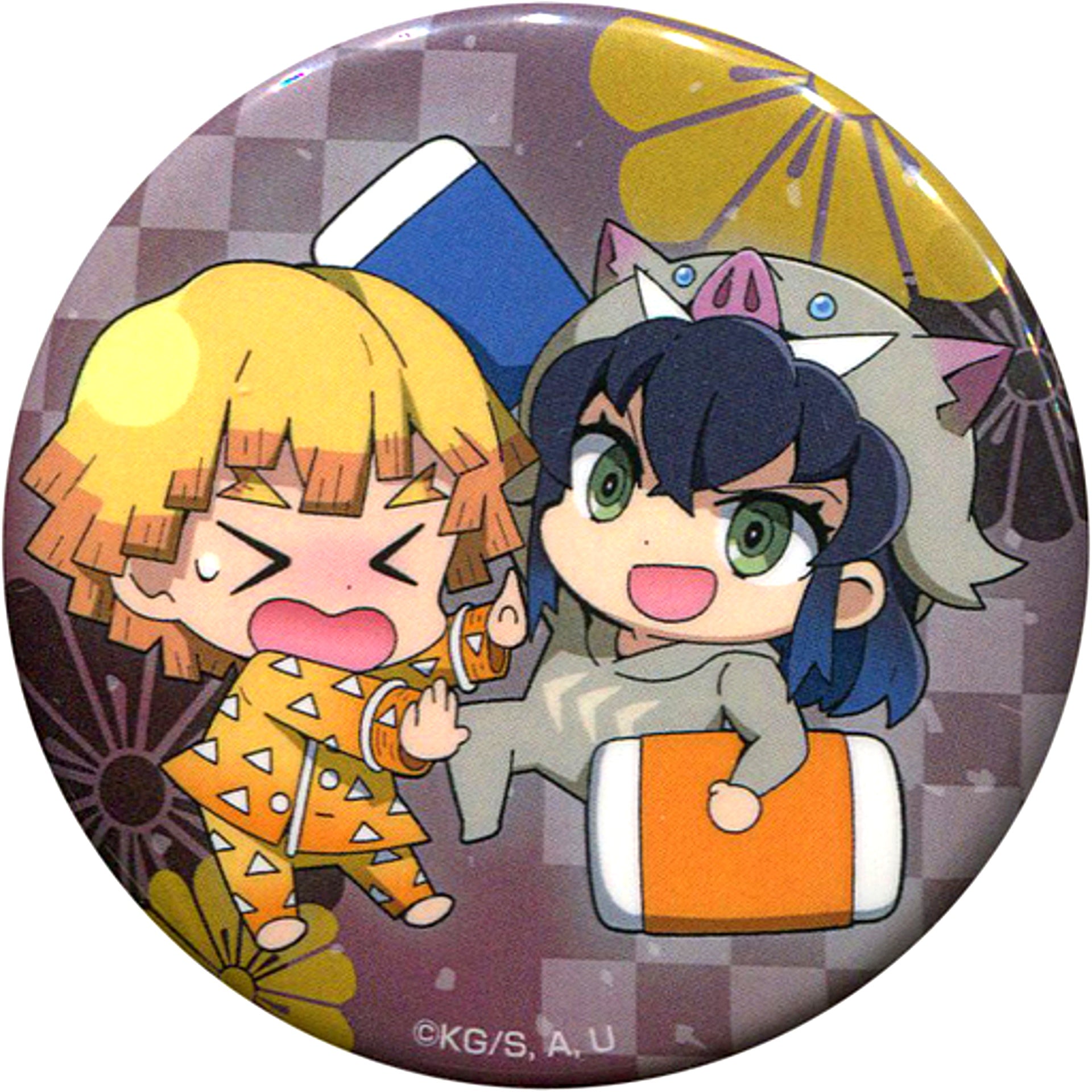 Zenitsu Agatsuma x Inosuke Hashibira Button Demon Slayer Eforme Pajachara Rubber Strap Vol.3 Animate BOX Purchase Bonus [USED]