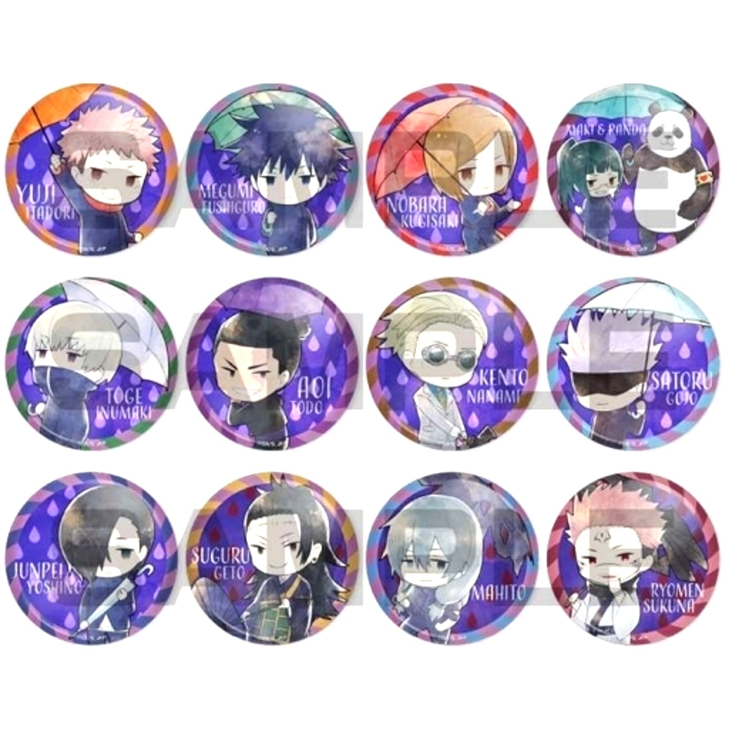 Set of 12 Jujutsu Kaisen Kasakko Metal Button [USED]