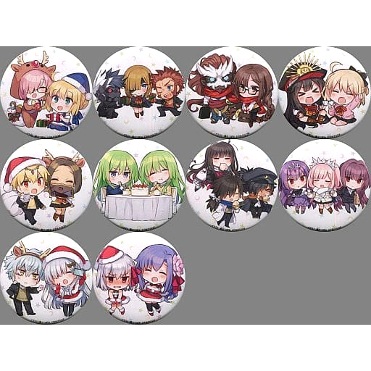 TYPE-MOON Gakuen Mash Kyrielight & Others Chibichuki! Trading Can Badge All 10 Types Set Buttons [USED]